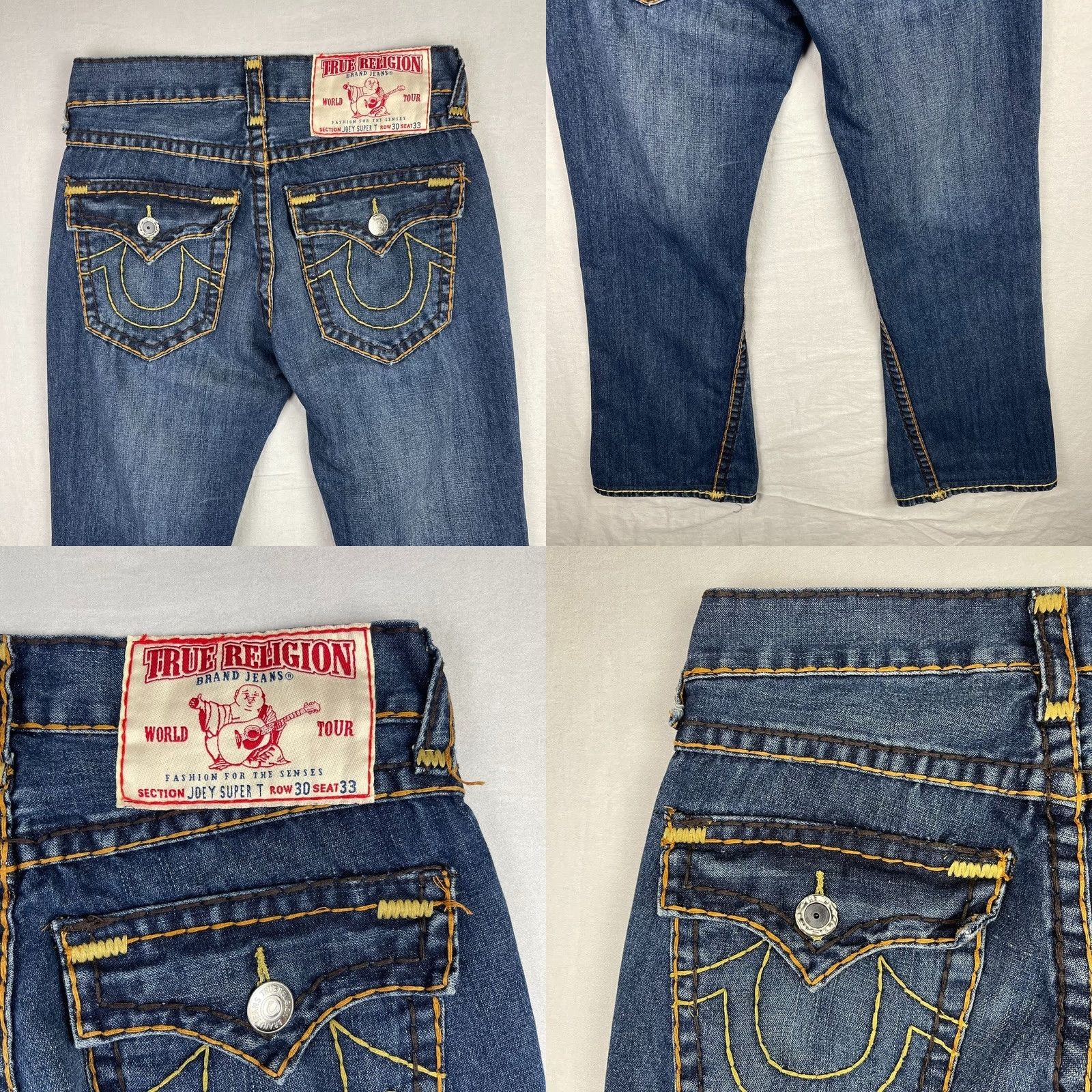 True Religion VINTAGE True Religion Jeans Mens 30x33 Joey Super T Flared Dark USA 5-Pocket Zipper Button Logo Blue Denim Cotton Jeans Mens Size US 30 / EU 46 - 9 Thumbnail