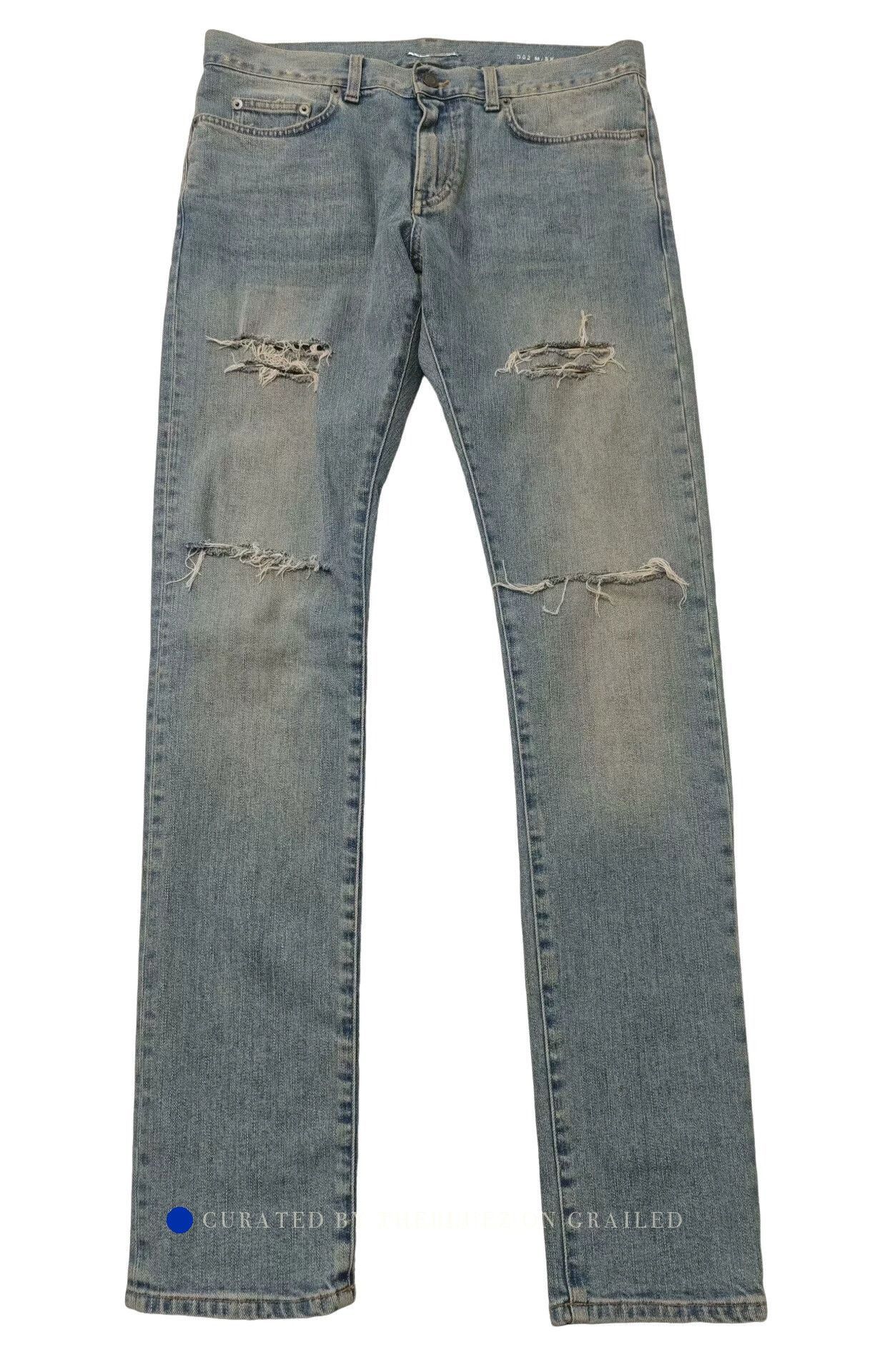 Saint Laurent Paris Blue Distressed Denim Jeans Size 32 Size US 32 / EU 48 - 1 Thumbnail