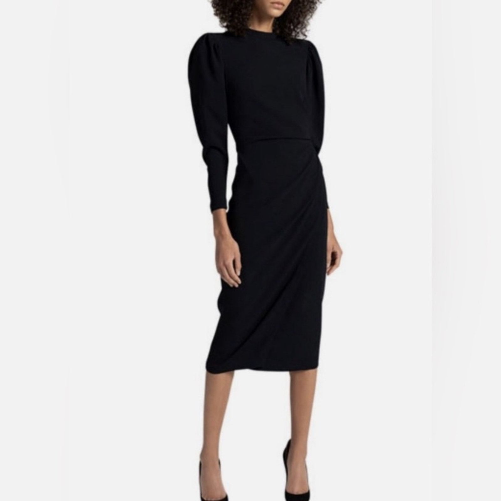 A.L.C. A.L.C. ALC Meline $625 Black Puff Sleeve Midi Dress 12 Size XL / US 12-14 / IT 48-50 - 7 Thumbnail