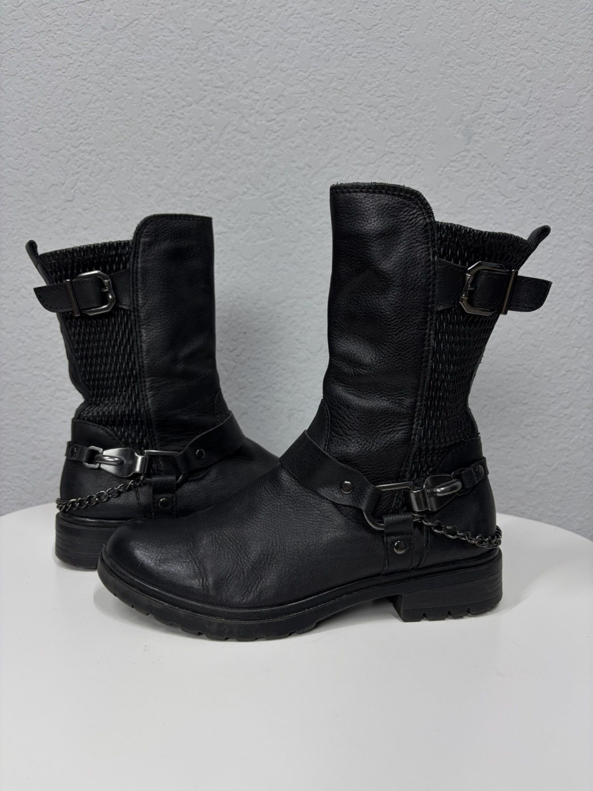 If Six Was Nine AS 98 Vibe Artisan Black Leather Side Zip Ankle Biker Boots Size US 7 / EU 40 - 2 Thumbnail