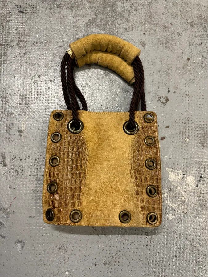 Just Cavalli 2000s Cavalli Eyelet Beige Crocodile Effect Leather Knot Handle Bag Size ONE SIZE - 1 Thumbnail