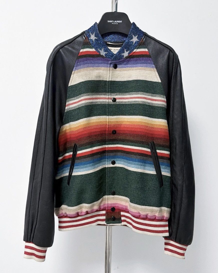 Saint Laurent Paris SS16 Leather Sleeves T-Rex Mexican Bomber Jacket Size US M / EU 48-50 / 2 - 5 Thumbnail