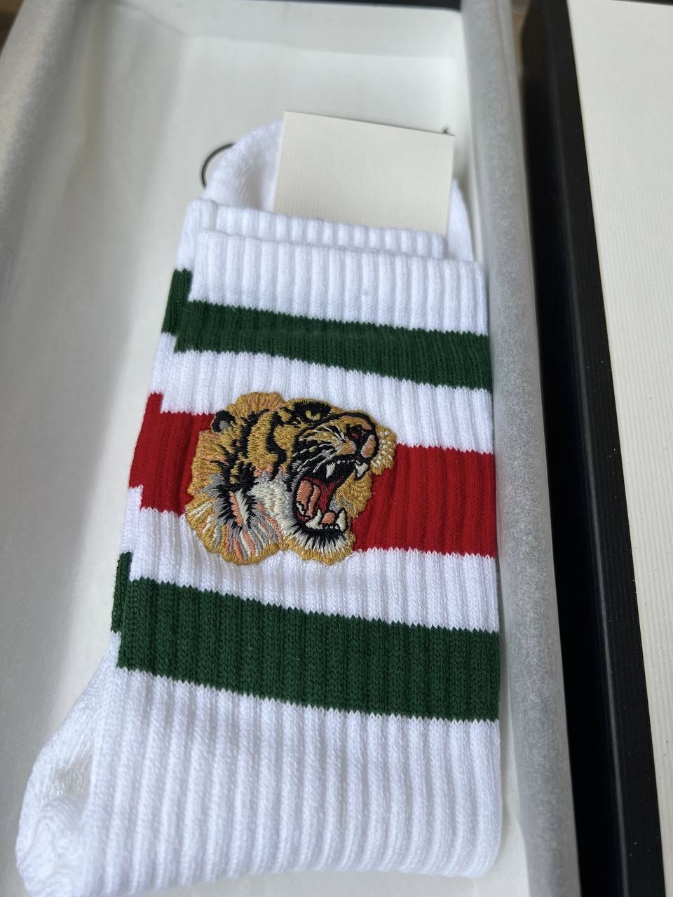 New Gucci Tiger Embroidery Stipe Mid Socks