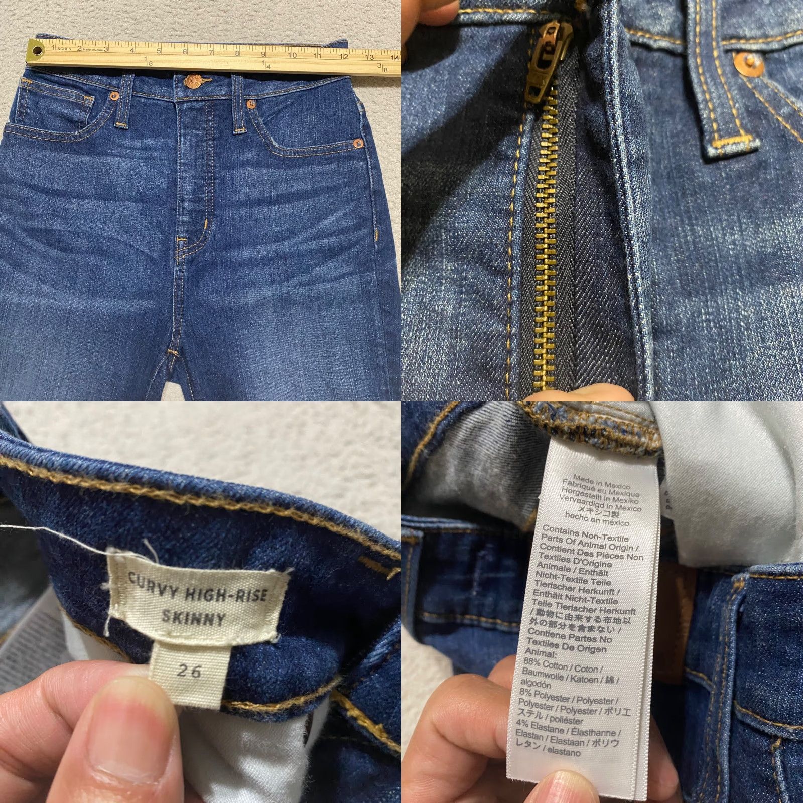 Madewell Madewell Jeans Womens 26 Blue Denim High Rise Skinny Leg Dark Wash 5-Pocket Regular Size 26" / US 2 / IT 38 - 8 Thumbnail
