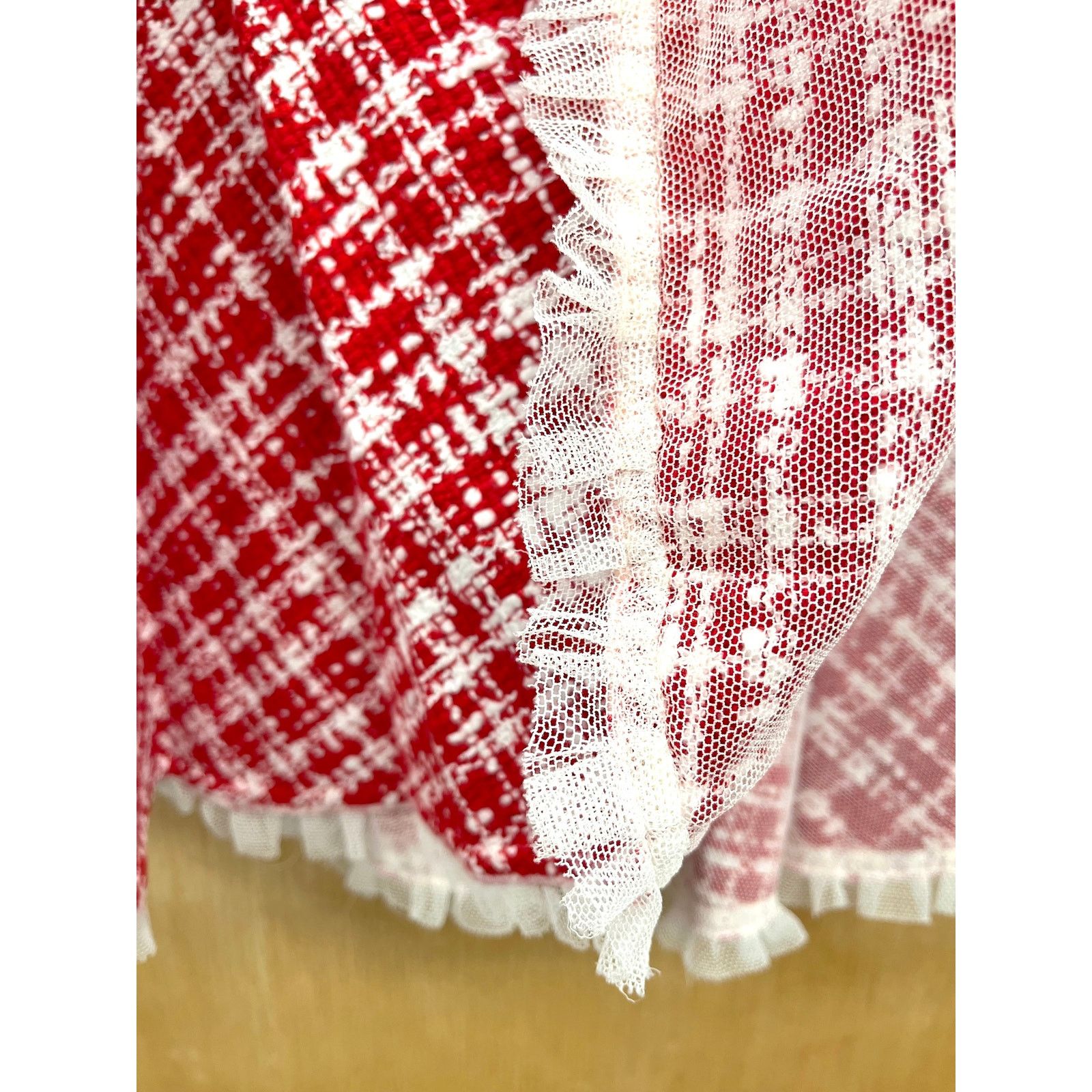 Dolce & Gabbana Dolce & Gabbana Red White Tweed Circle Mini Skirt IT 38 US Size 26" / US 2 / IT 38 - 12 Thumbnail