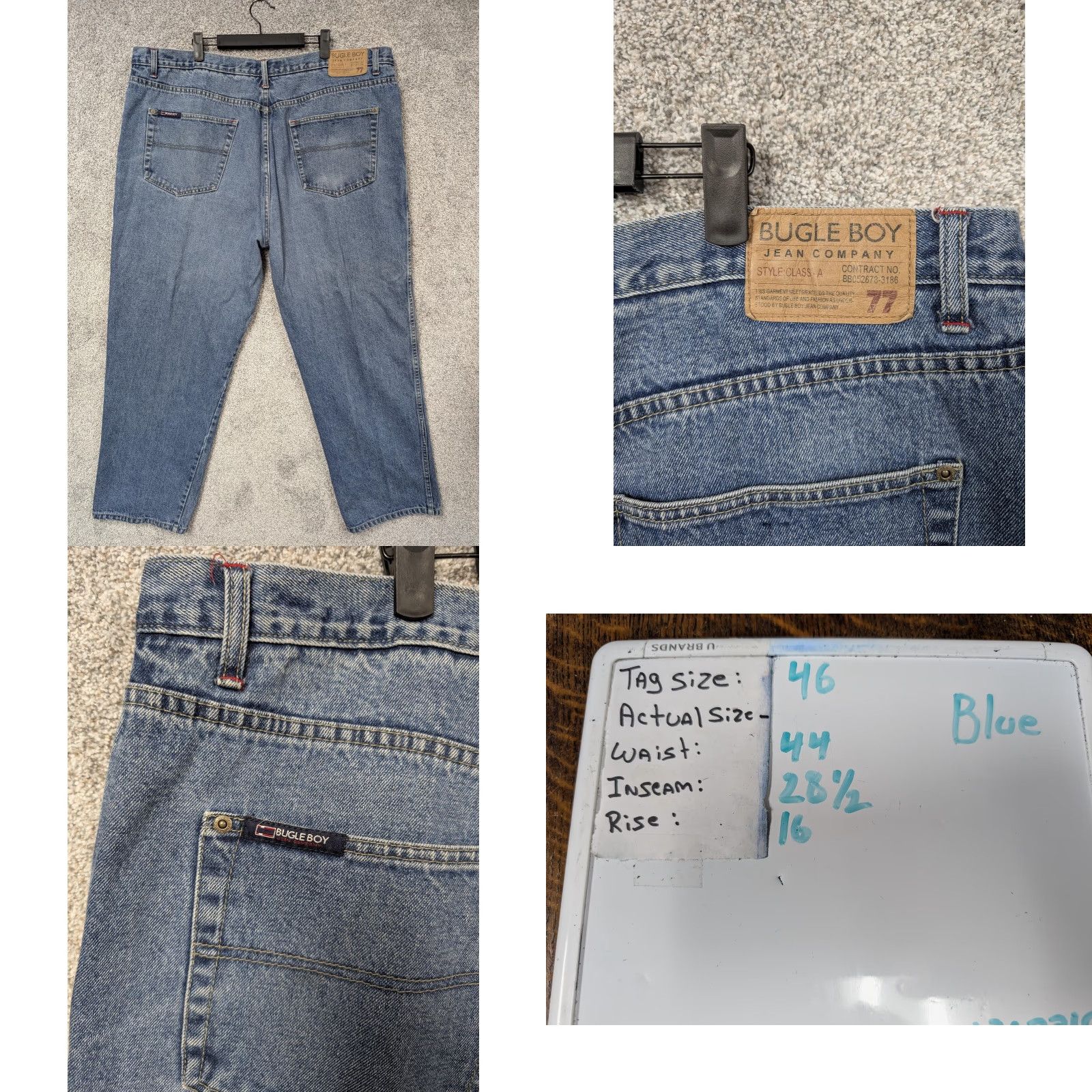 Bugle Boy VINTAGE Bugle Boy Jeans 44x28.5 Relaxed Fit High Rise Skater Streetwear Mens Jeans 90s Grunge Retro Blue Denim Size US 30 / EU 46 - 8 Thumbnail