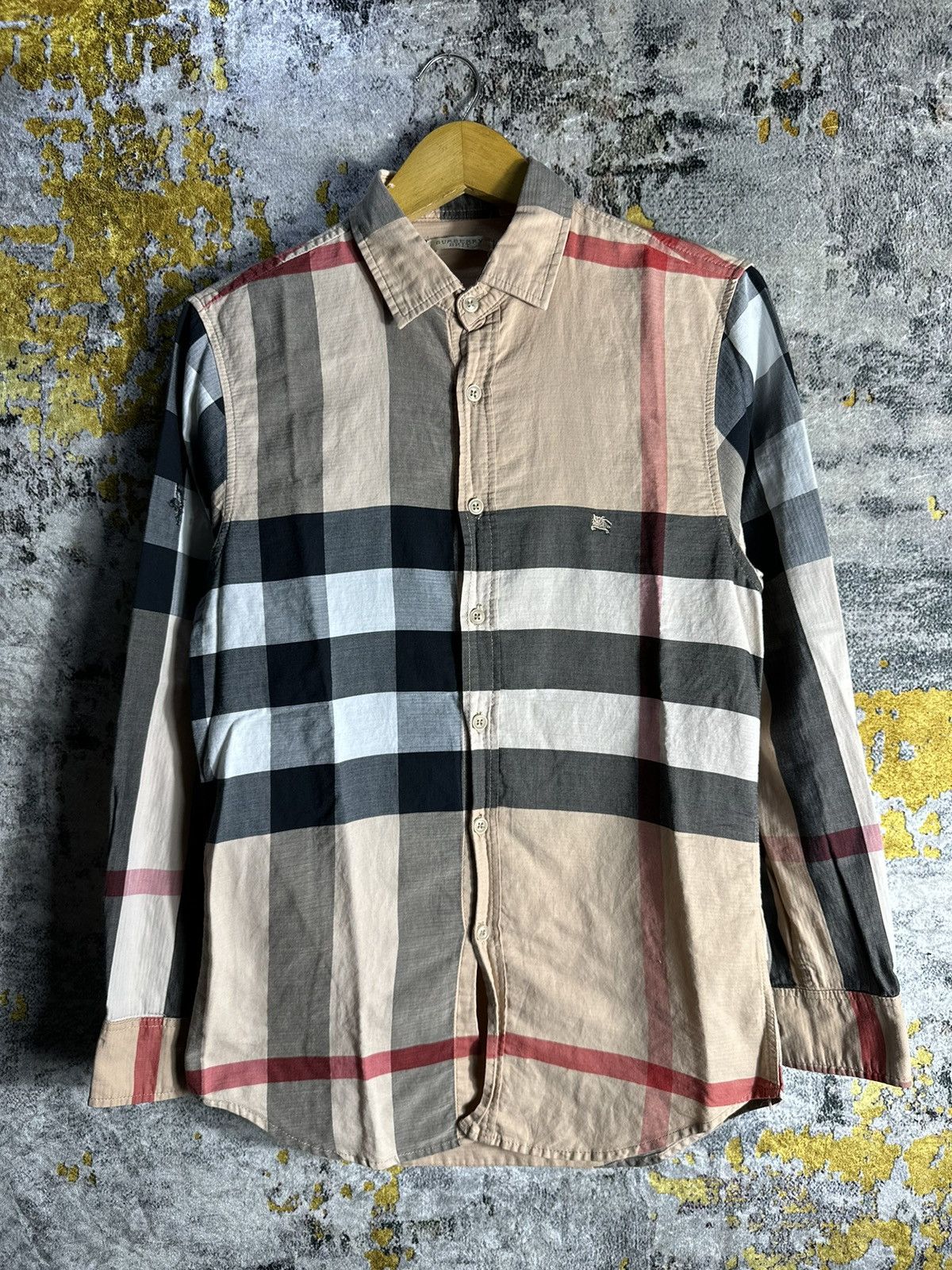 Distressed Burberrys Plaid Novacheck Long Sleeve Shirt