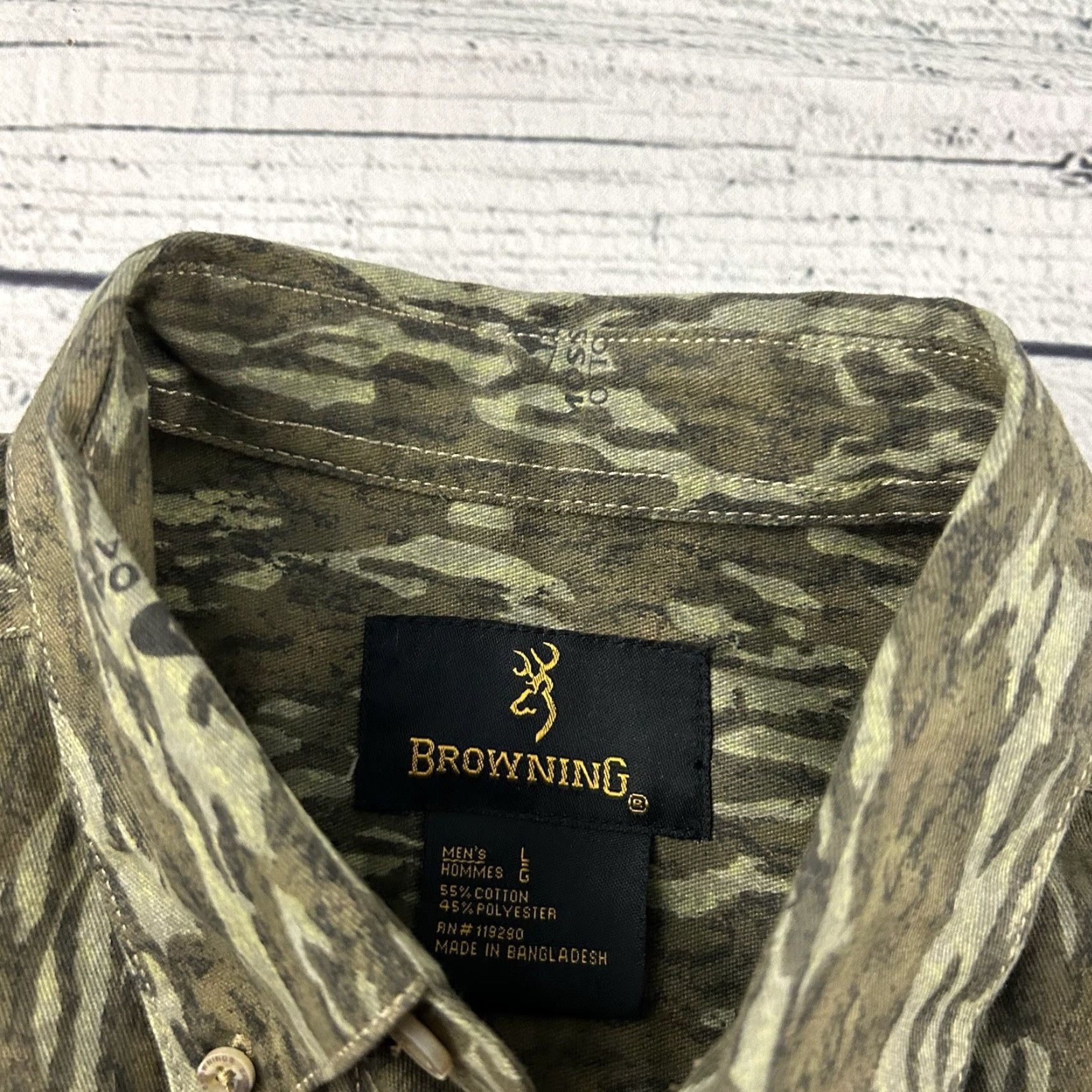 Vintage Browning CamO Long Sleeve Heavy Button-Up Hunting Shirt Mens L Green Size US L / EU 52-54 / 3 - 2 Thumbnail