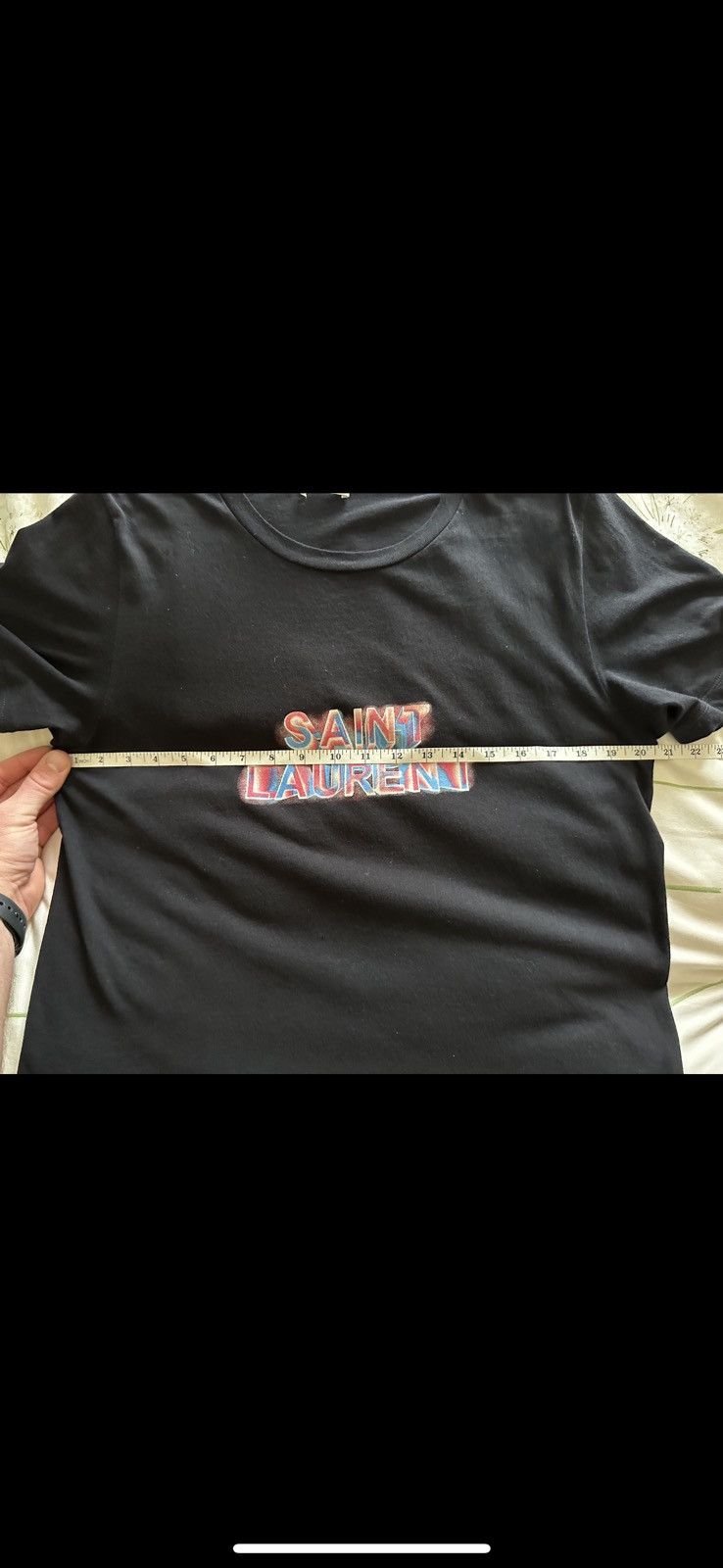 Saint Laurent Paris Saint Laurent neon logo black t shirt Size US S / EU 44-46 / 1 - 5 Thumbnail