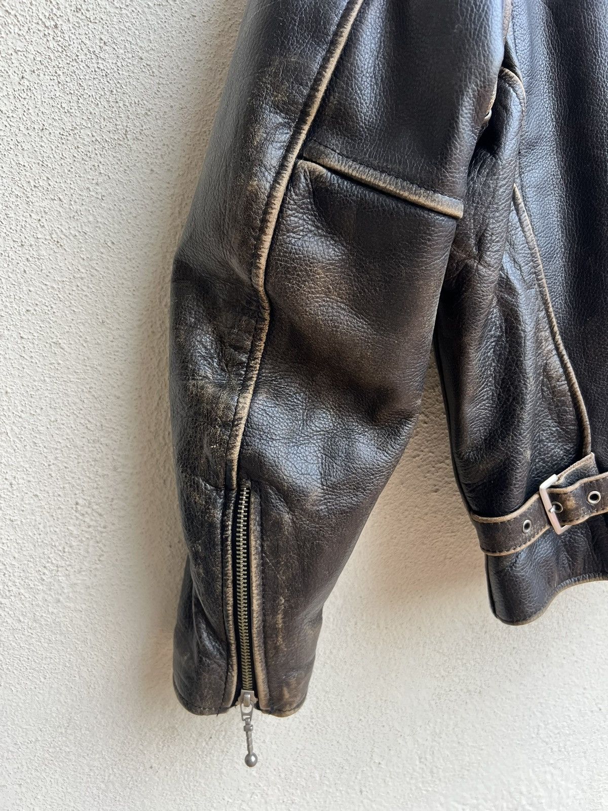 Leather Vintage R.B.C Legend Distressed Patina Leather Racer Jacket Size US S / EU 44-46 / 1 - 20 Thumbnail