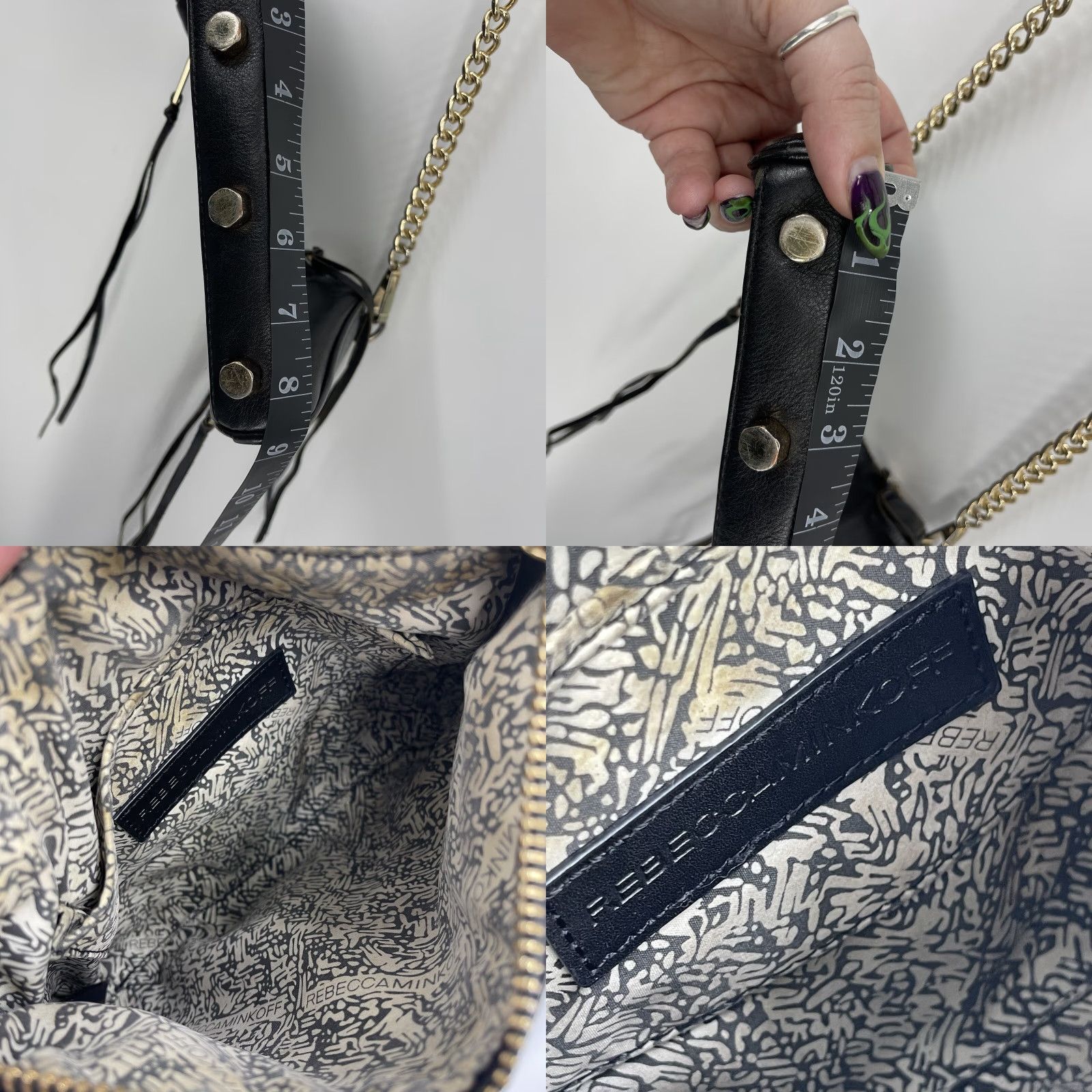 Rebecca Minkoff Rebecca Minkoff Purse 5 Zip Crossbody Studded Black Gold Hardware Wallet? Size ONE SIZE - 8 Thumbnail
