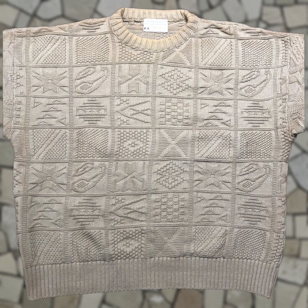 Vintage VTG Lord Jeff Pattern Knit Jumper Sweater Oatmeal Beige USA XL Mens Size US XL / EU 56 / 4 - 1 Thumbnail