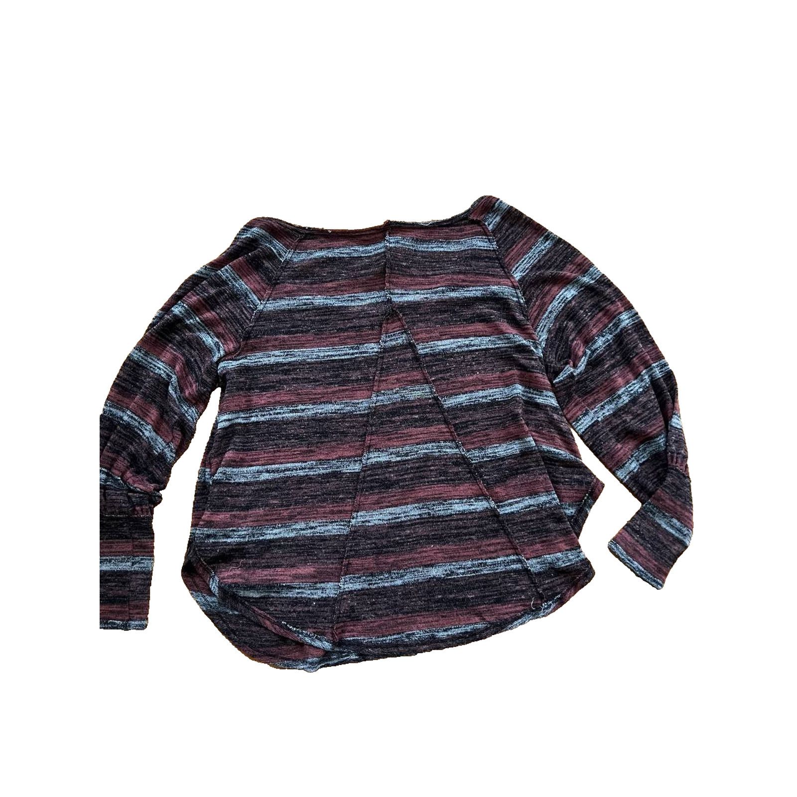 Free People FREE PEOPLE Sweater Slouchy Boho Stripe Rust L/G A001757 Size L / US 10 / IT 46 - 8 Thumbnail