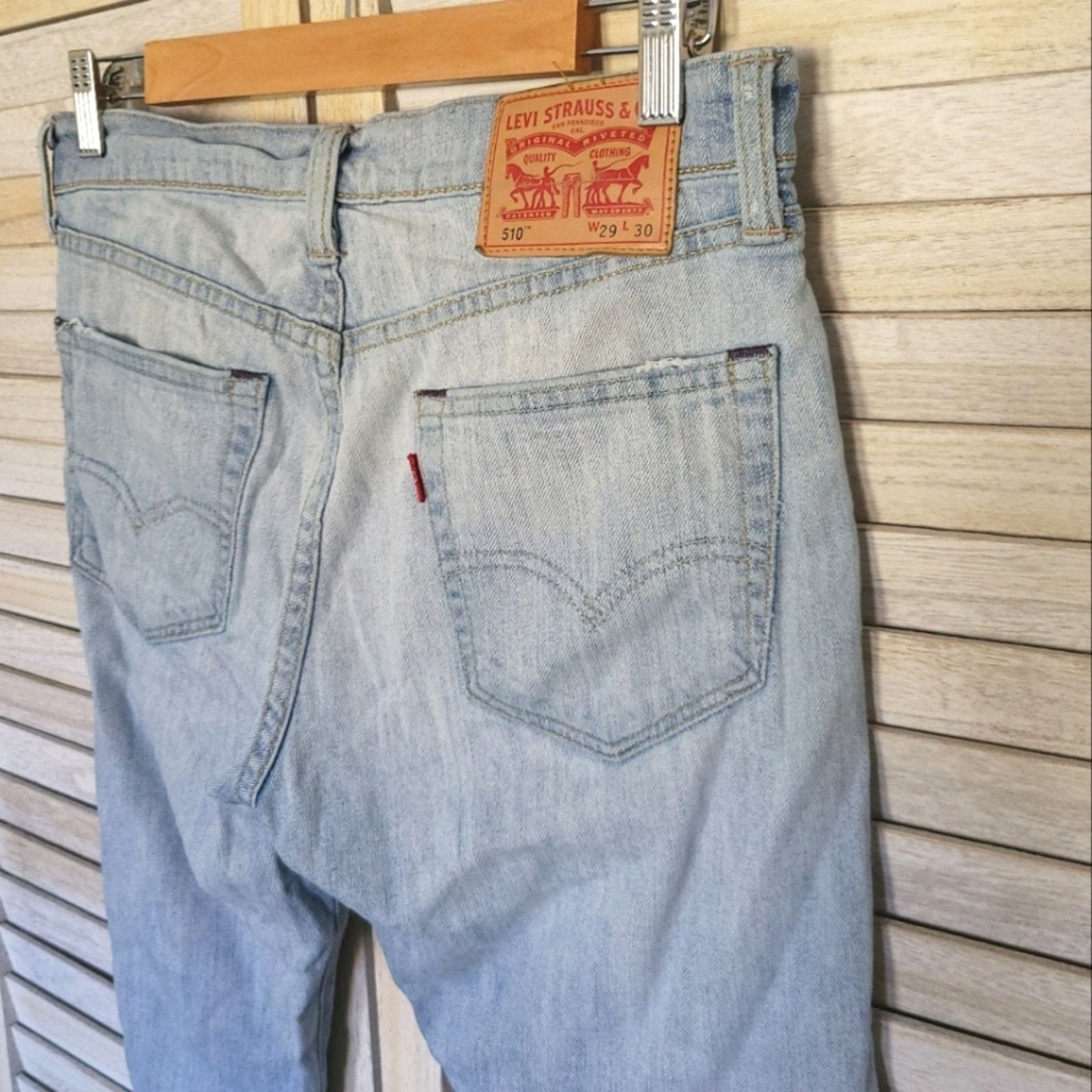 Levi's Levi's 510 Womens Size 29x30 Frayed Hems Light Blue Jeans 29 Size 29" - 8 Thumbnail