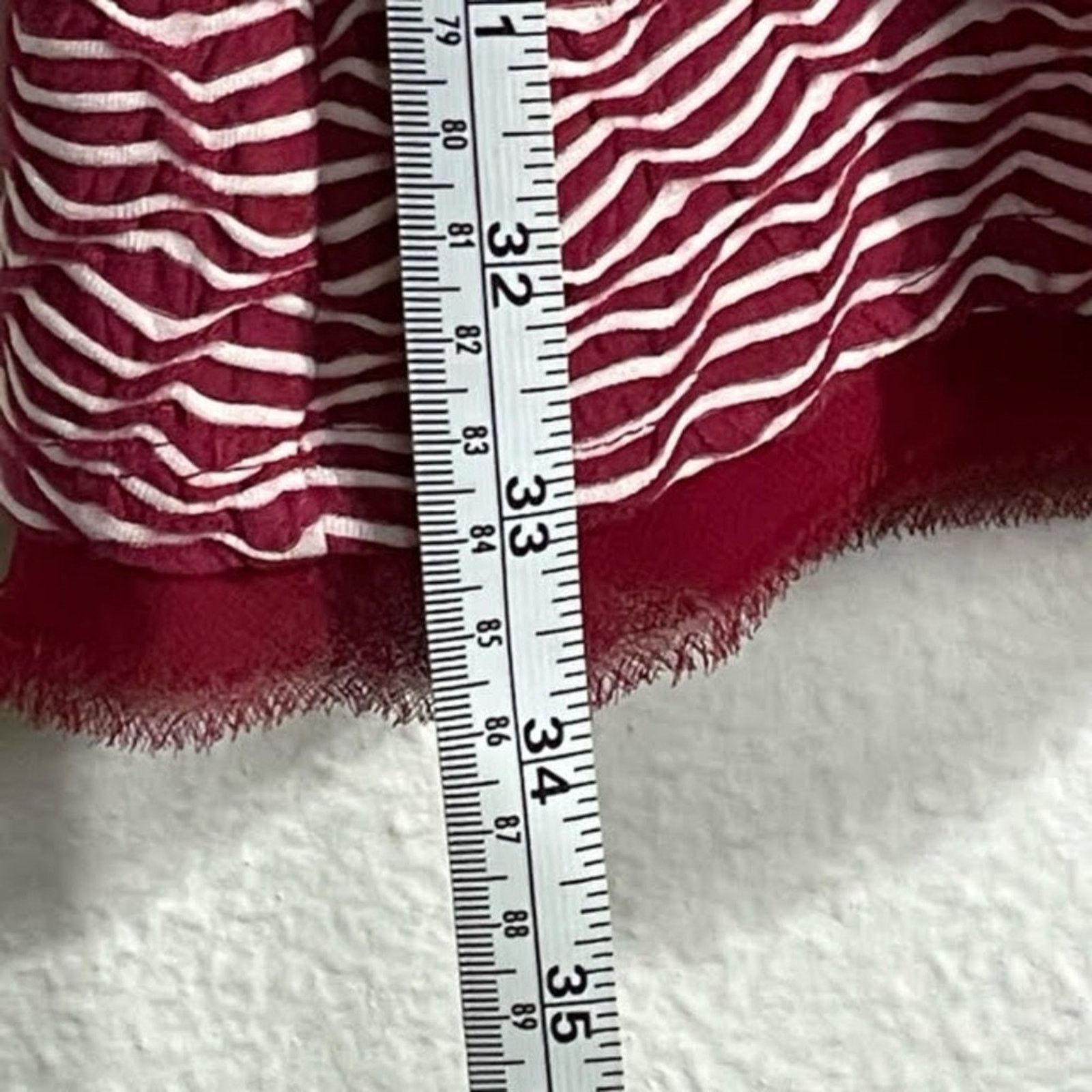 Anthropologie Maeve Anthropologie Burgundy Red White Wavy Stripe Dress Size S / US 4 / IT 40 - 4 Thumbnail