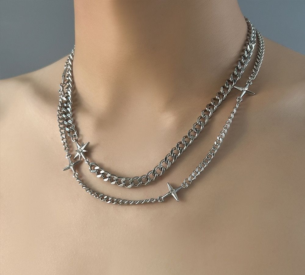 VIBE Double-Layer Star Cross Necklace Size ONE SIZE - 1 Thumbnail