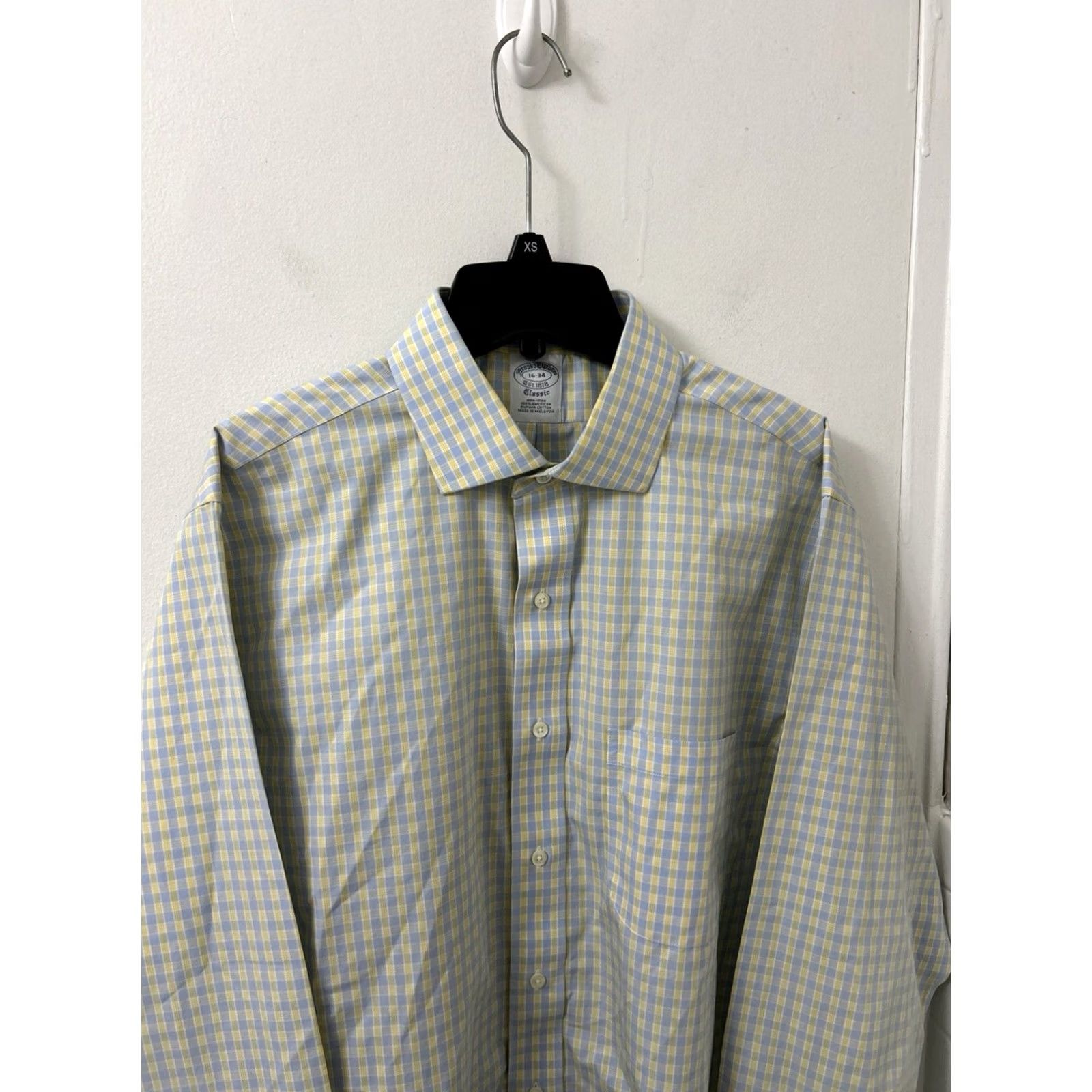Brooks Brothers Brooks Brothers Classic Dress Shirt Mens 16 L/S Oxford Check Blue Yellow 100% Cotton Slim/Regular Fit Men’s Shirt Mens Mens Navy Blues Size US L / EU 52-54 / 3 - 2 Thumbnail