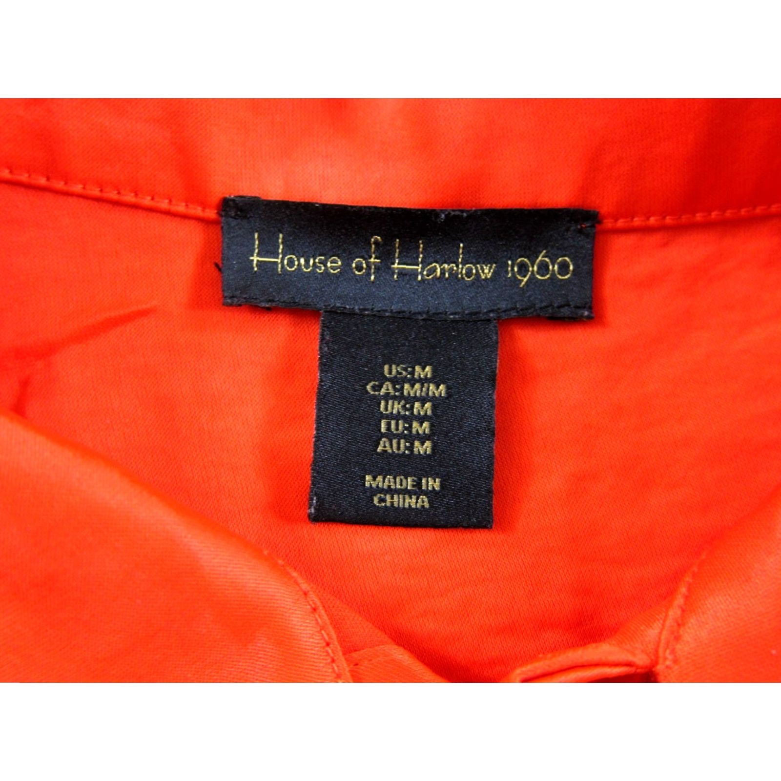 Vintage VINTAGE House Of Harlow 1960 Orange Short Sleeve Collared Cropped Blouse Medium Size M / US 6-8 / IT 42-44 - 3 Thumbnail