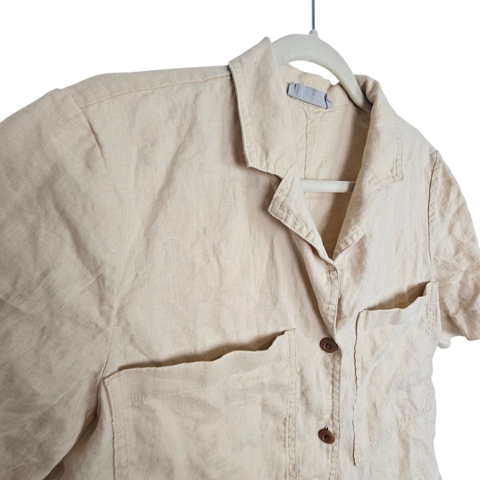 Everlane Everlane Crop Top Button Front Shirt Linen Tunic Top Women S Size S / US 4 / IT 40 - 5 Thumbnail