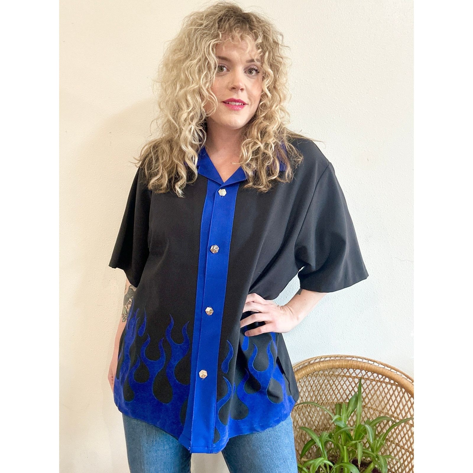Vintage 90’s Guy Fieri Vibes Blue Flame Casino Button Up XL Size US XL / EU 56 / 4 - 2 Thumbnail