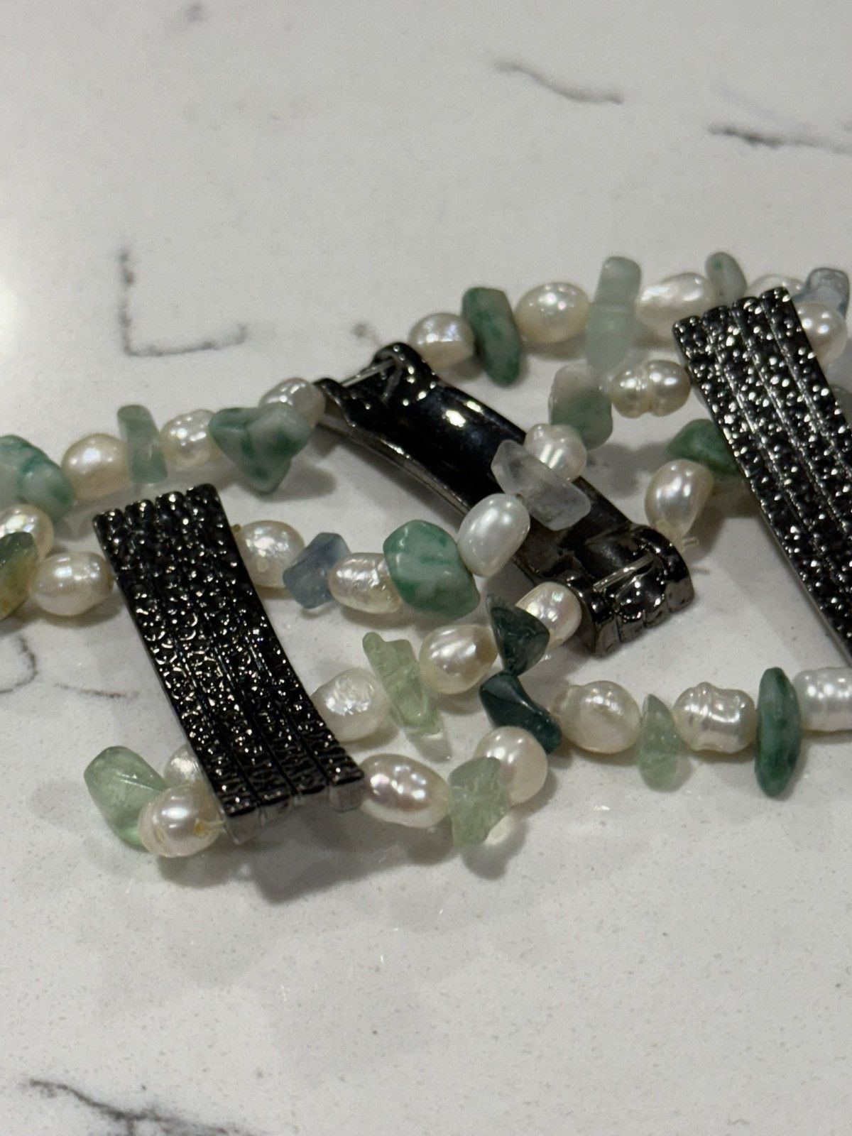 Jewelry Vintage Authentic Freshwater Pearl & Jade Double Bracelet Size ONE SIZE - 8 Thumbnail