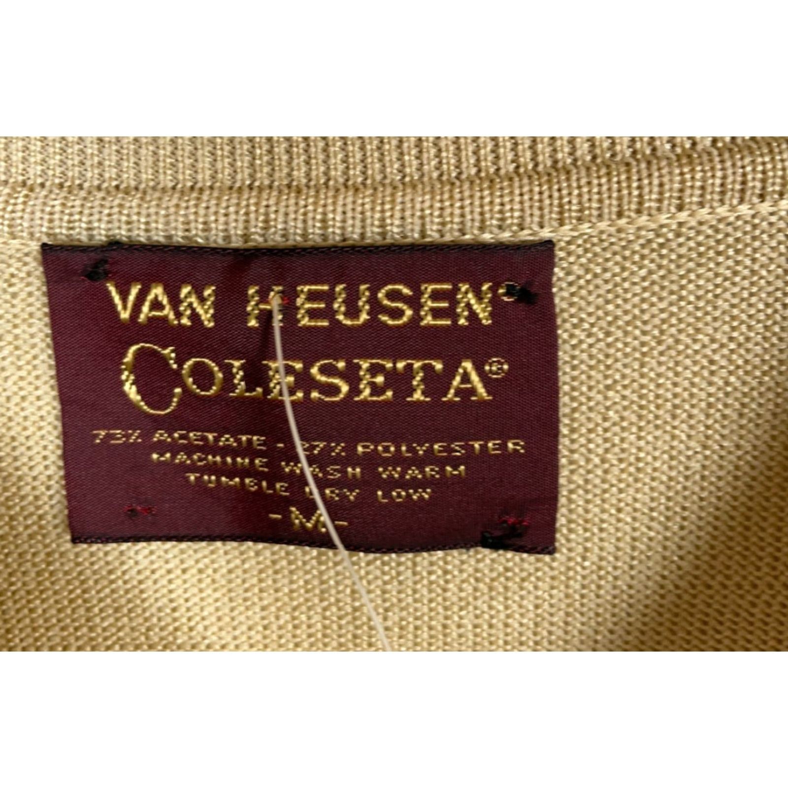 Van Heusen VINTAGE Van Heusen Coleseta V-Neck Sweater Mens M Beige 70s Acetate Polyester NOS Size US M / EU 48-50 / 2 - 3 Thumbnail