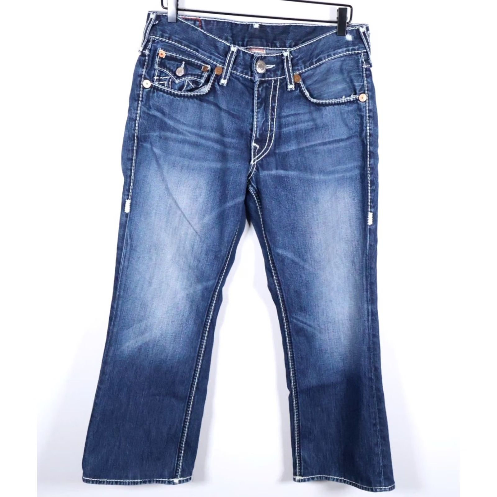 True Religion VINTAGE True Religion Jeans Men's Boot Cut Billy Giant Big T Flap Pockets 33 x 27 90s Size US 33 - 2 Thumbnail