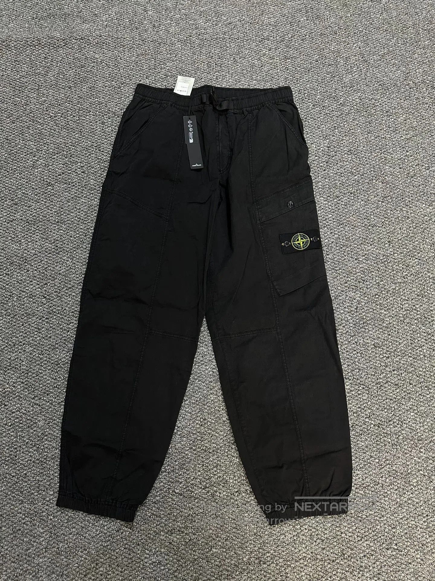 black cargo pants by stone island.
