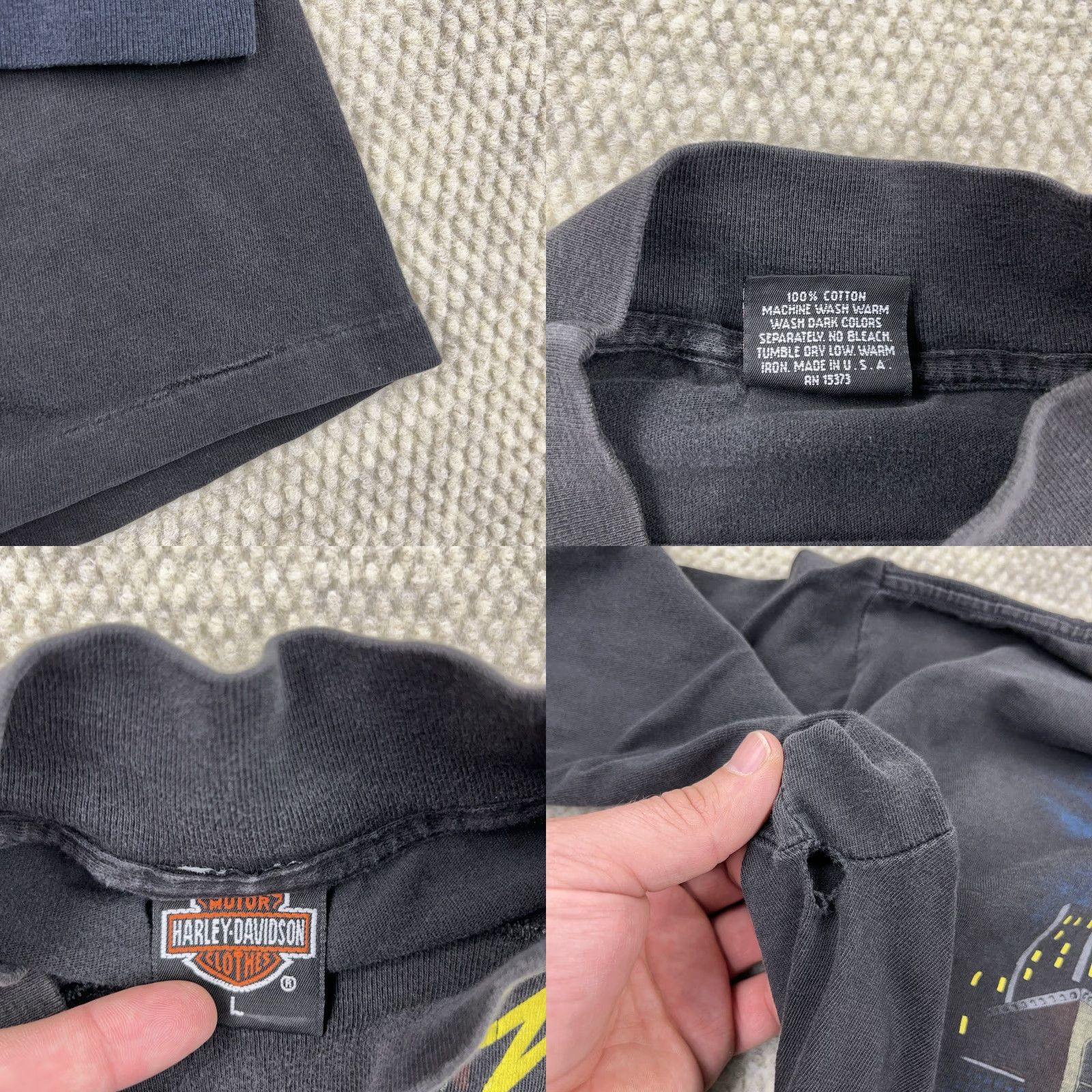 Harley Davidson VINTAGE Harley-Davidson Shirt Men L Black 90s Long Sleeve Graphic Print Logo City Nights Mens Large Black Harley-Davidson 90s Biker Retro Shirt Size US L / EU 52-54 / 3 - 8 Thumbnail