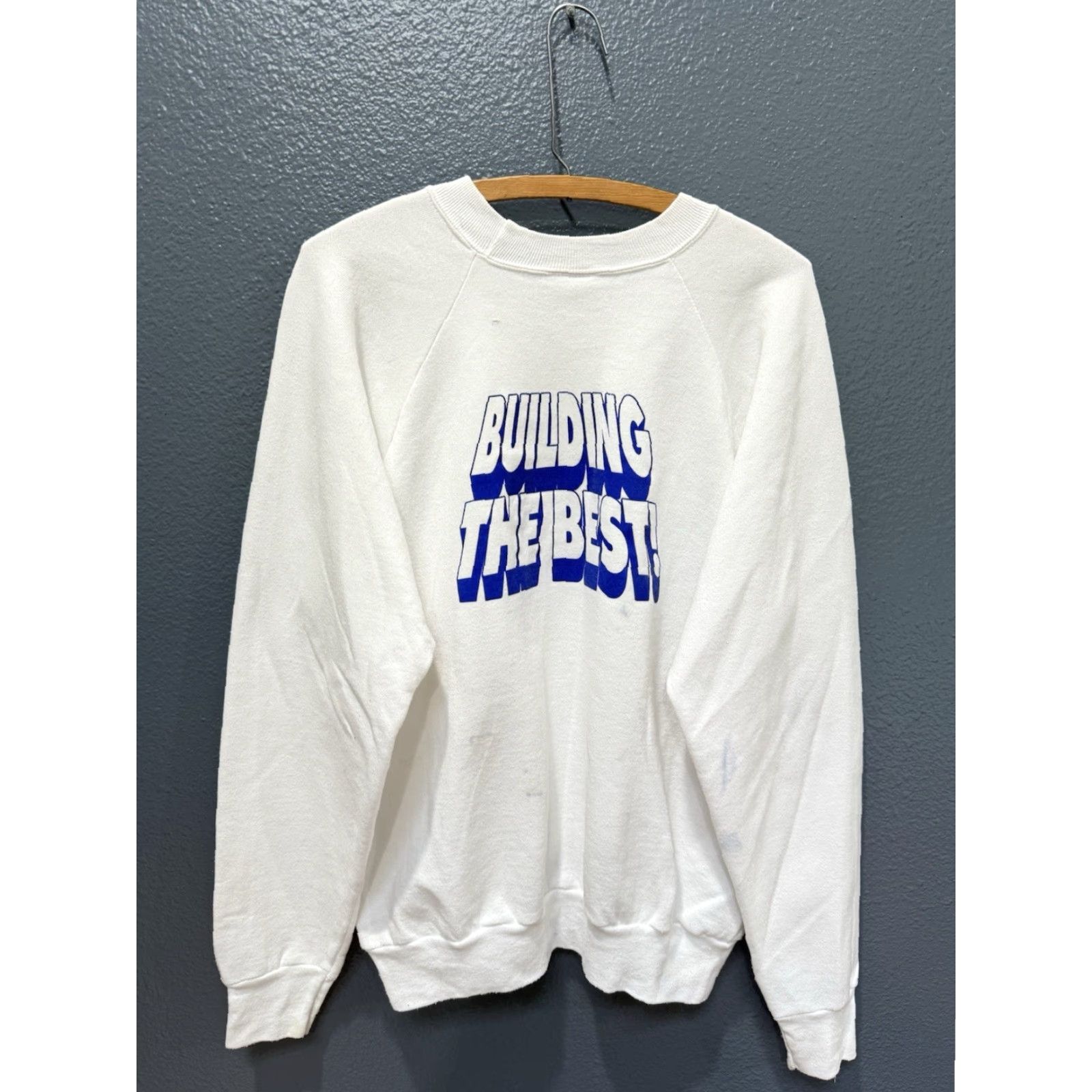 Fruit Of The Loom VINTAGE 80s Chrysler Assembly Plant White Sweatshirt XL Mens Pullover Sweatshirt White 80s Mens XL Size US XL / EU 56 / 4 - 4 Thumbnail