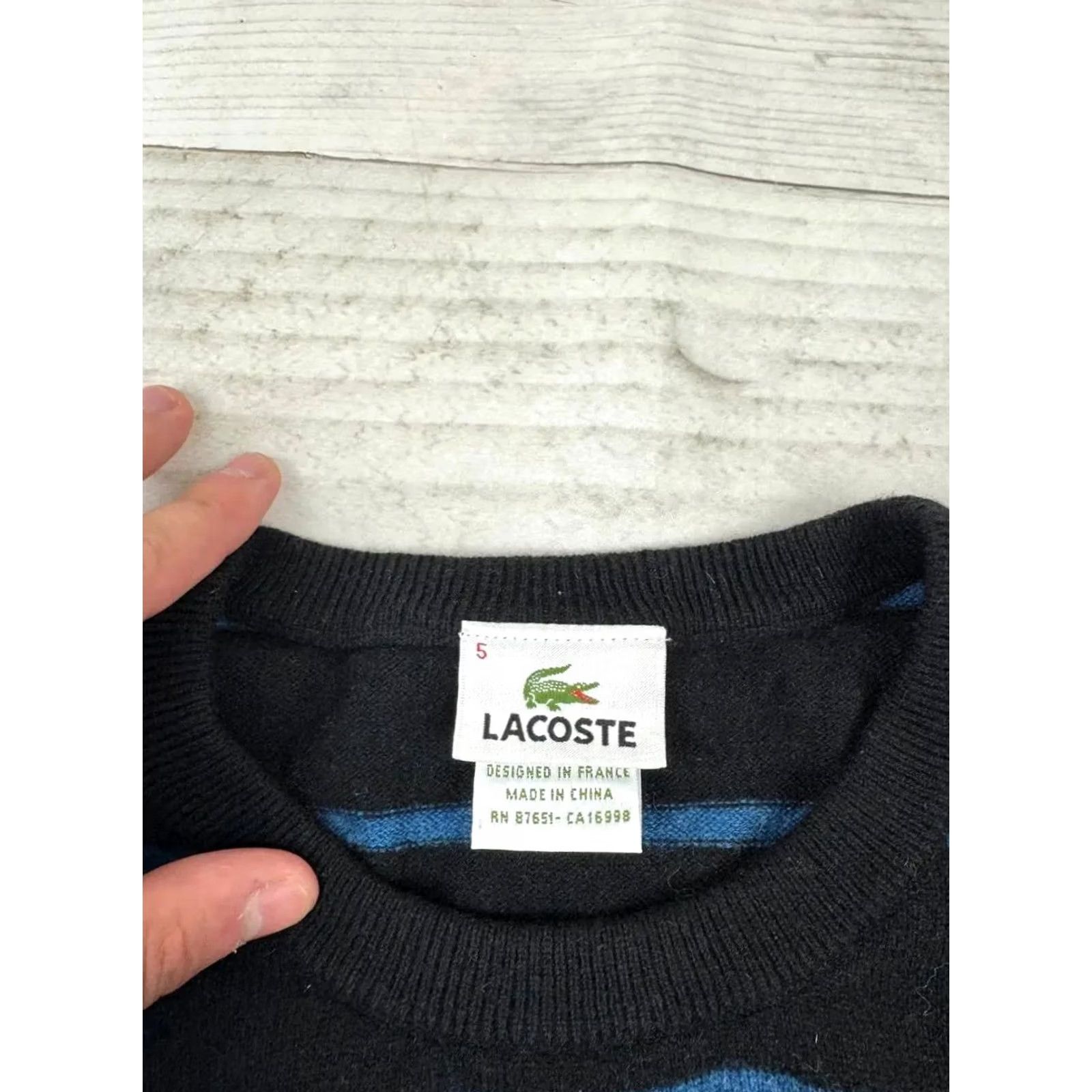 Lacoste VINTAGE Lacoste Sweater Knit Striped Black Size L Men Size US L / EU 52-54 / 3 - 7 Thumbnail