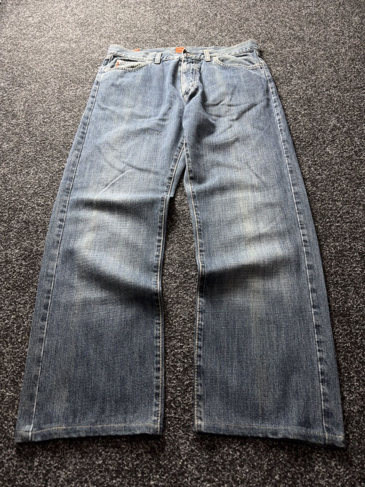 Hugo Boss Vintage 00s Distressed Hugo Boss Orange Blue Denim Jeans Size US 34 / EU 50 - 1 Thumbnail