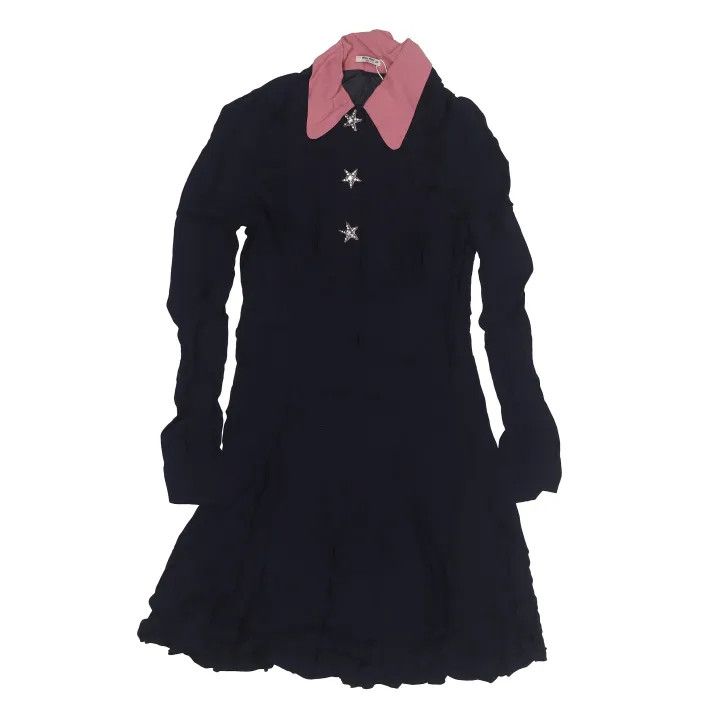 Miu Miu Miu Miu Comfortable Long Sleeve Dress in Dark Blue 0079 Size M / US 6-8 / IT 42-44 - 1 Thumbnail
