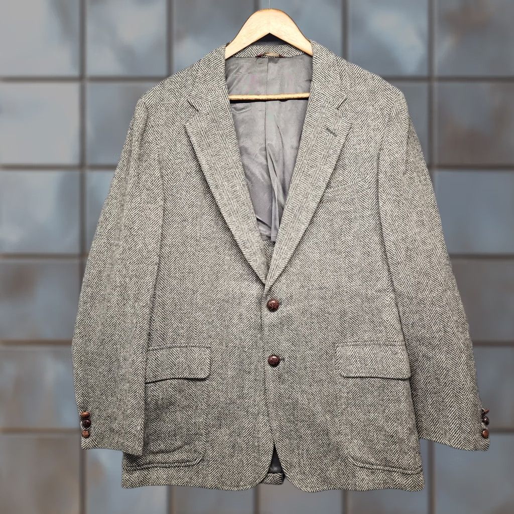 Vintage VINTAGE Redwood & Ross Sport Coat Jacket Mens Grey Tweed Herringbone Wool 42 R Size US XS / EU 42 / 0 - 1 Thumbnail