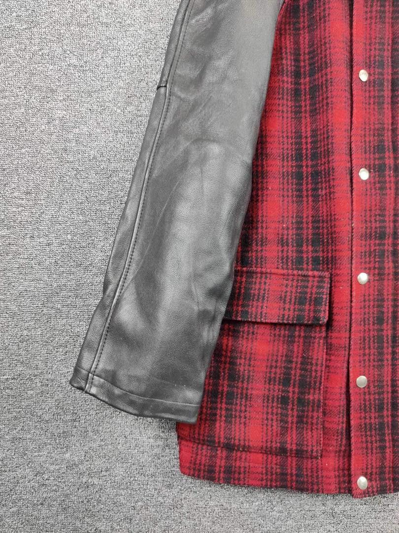 Y's for Men Vintage Y's For Men Yohji Yamamoto Plaid Wool Leather Jacket Size US XL / EU 56 / 4 - 4 Thumbnail