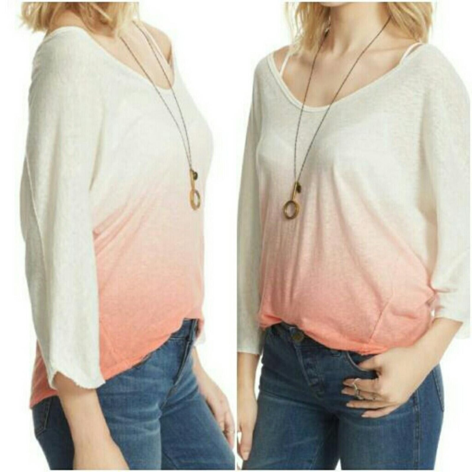 Free People Free People Cream to Coral Ombre Lightweight Pullover Size S / US 4 / IT 40 - 4 Thumbnail