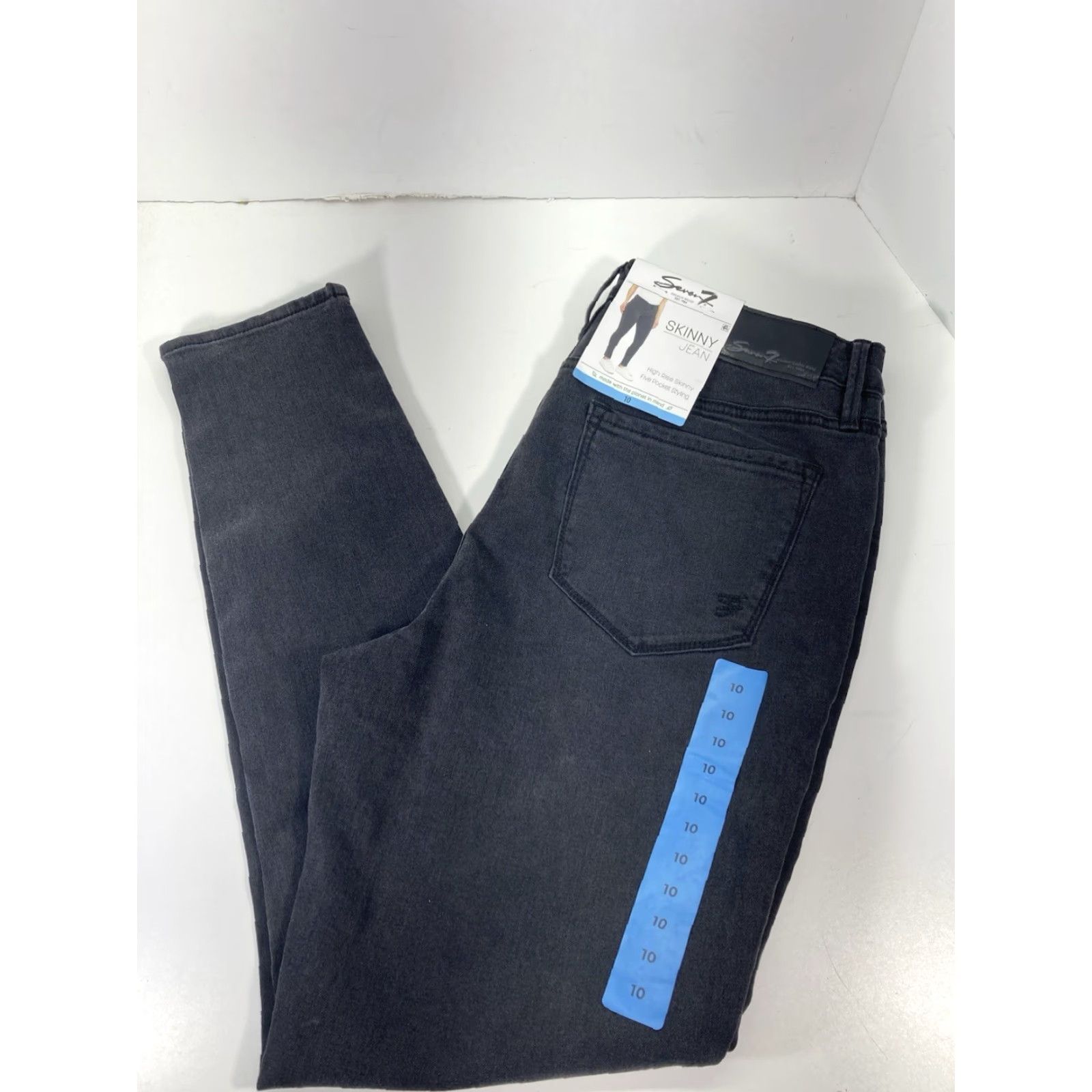 Vintage Seven7 Jeans Women Size 10 30X30 Black Denim High Rise Stretch NWT Skinny Size 32" / US 10 / IT 46 - 2 Thumbnail