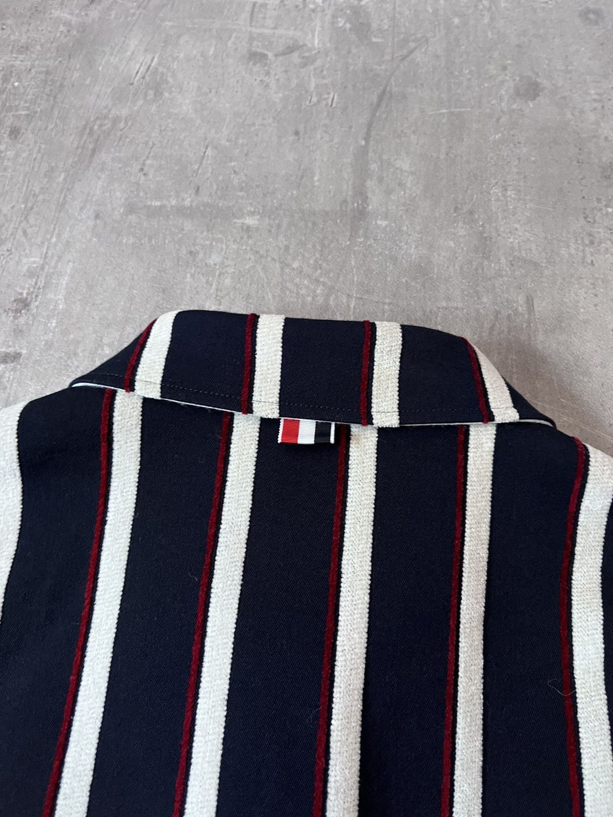 Thom Browne Thom Browne striped jacket cotton wool navy white red Size US L / EU 52-54 / 3 - 8 Thumbnail