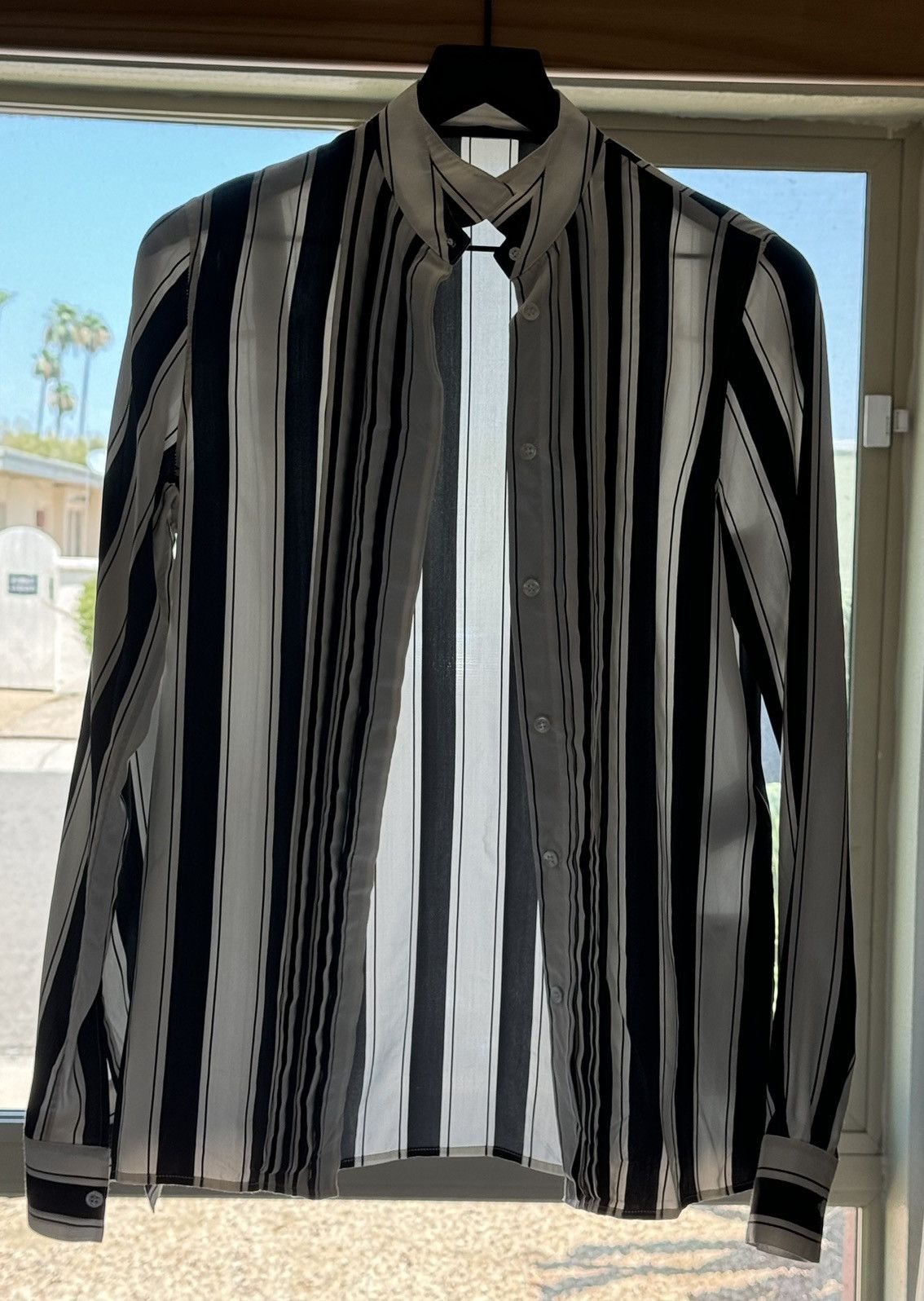 Haider Ackermann *RARE* SS17 Runway - Black & White Striped Silk Cotton Shirt Size US XS / EU 42 / 0 - 3 Thumbnail