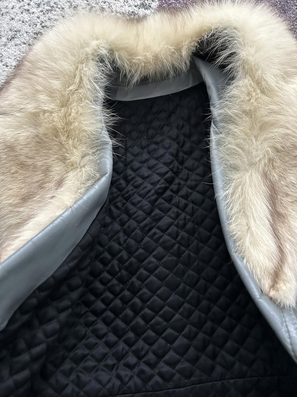 Unknown London Women's Gray Leather Trench Coat with Real Fur Collar Size S / US 4 / IT 40 - 4 Thumbnail