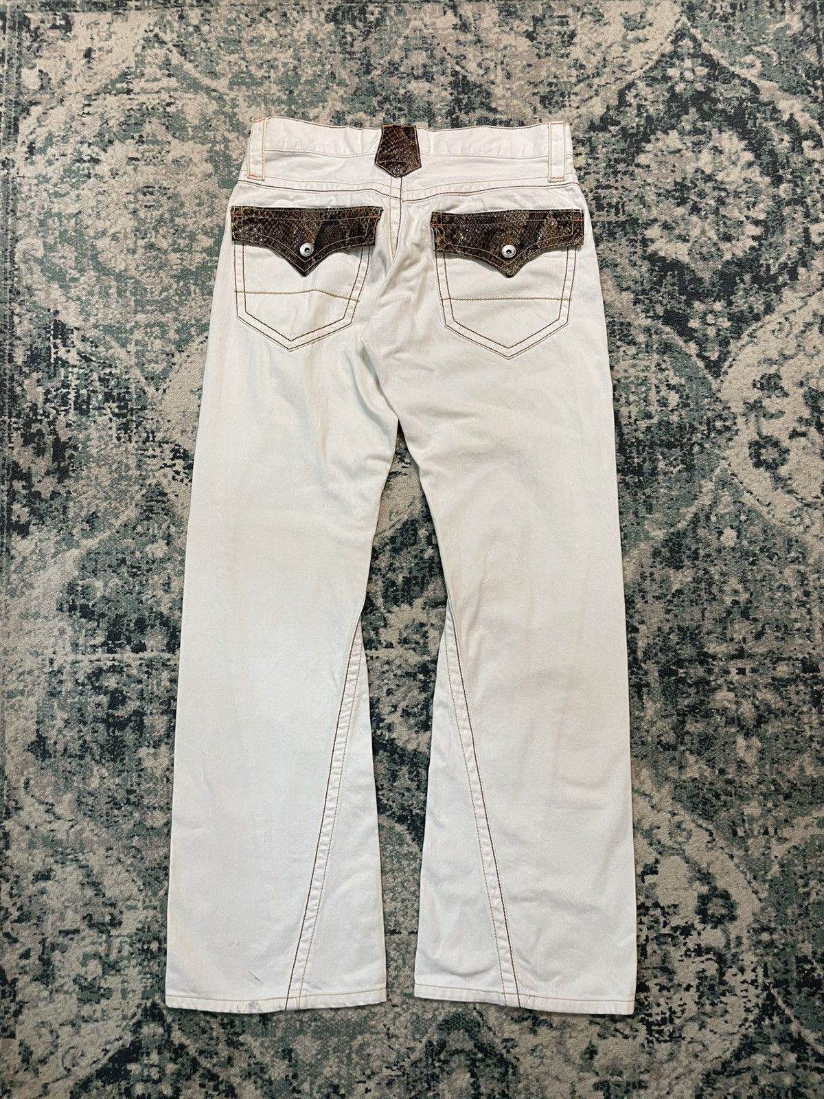 semanticdesign Semantic Design Spiral Flared Snakeskin Pocket Jean Size US 29 - 3 Thumbnail