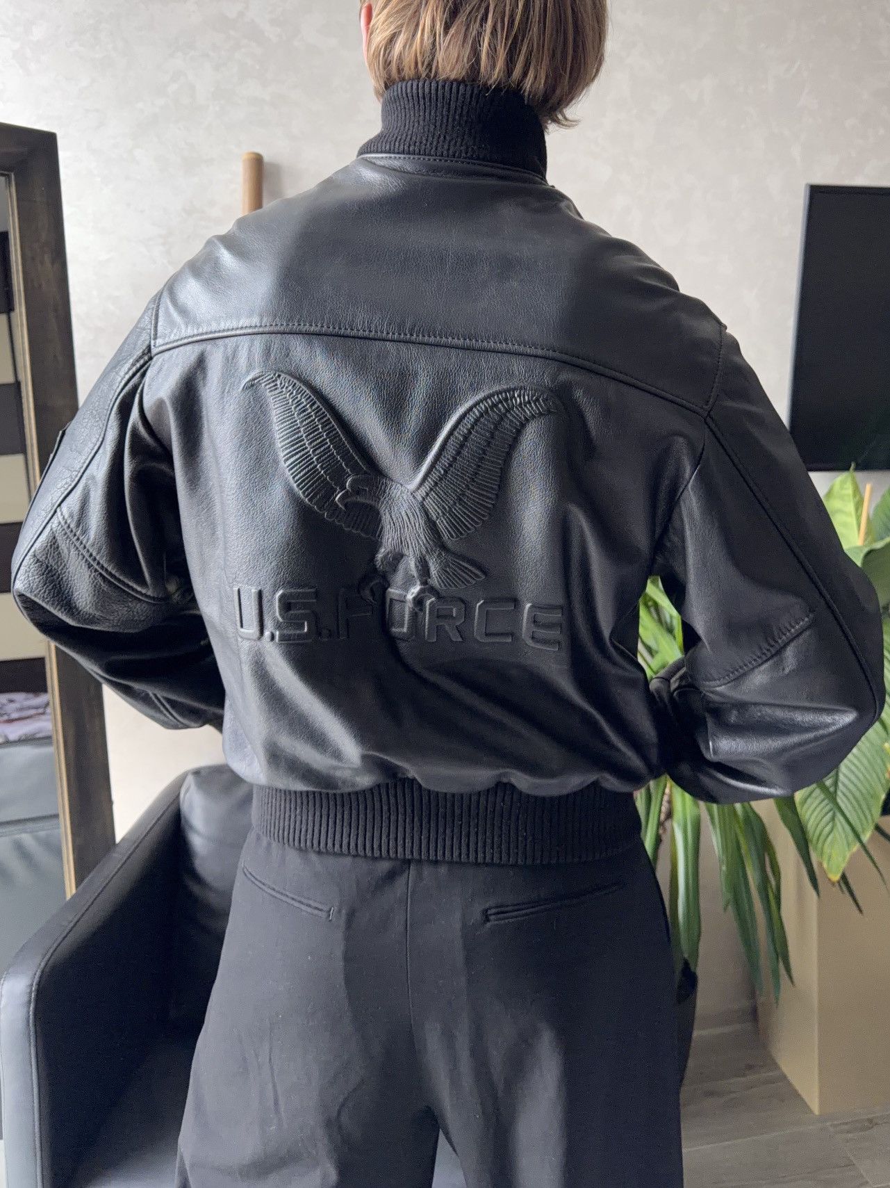 Leather U.S. Force Air Flying MA1 Aviator Leather Army Jacket Bomber Size US L / EU 52-54 / 3 - 15 Thumbnail