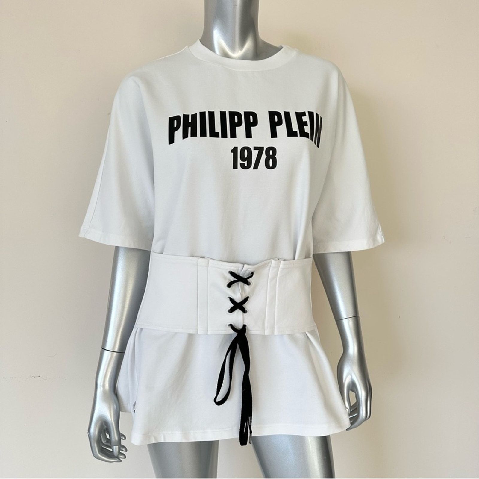 image of Philipp Plein Women T-Shirt With Belt Size XL Retail 850$ in White