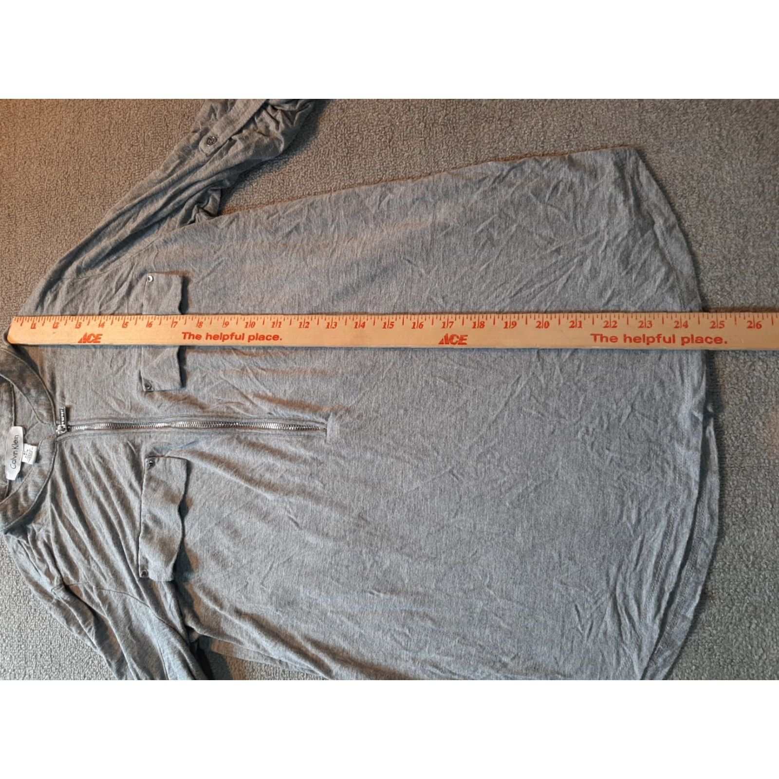 Calvin Klein Calvin Klein Womens S Top Gray 3/4 Sleeve Zip Blouse Size S / US 4 / IT 40 - 5 Thumbnail