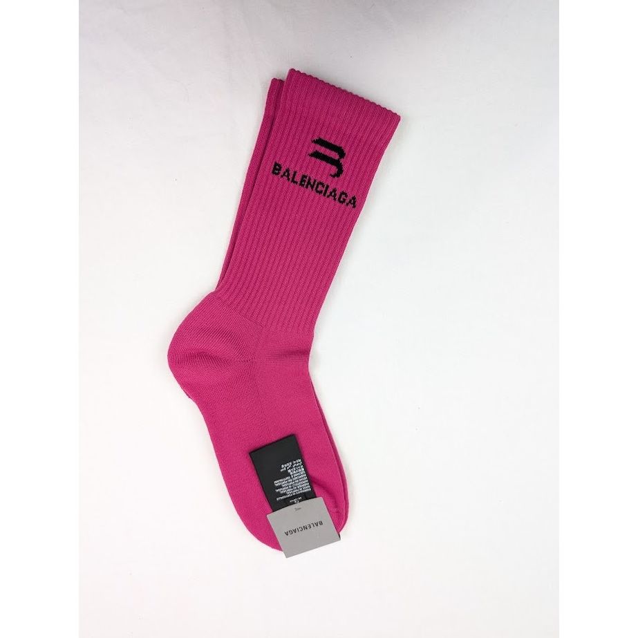 Balenciaga o1rshd1 Q: 2 / Size: L / B Tennis Sporty Socks in Pink Size ONE SIZE - 1 Thumbnail