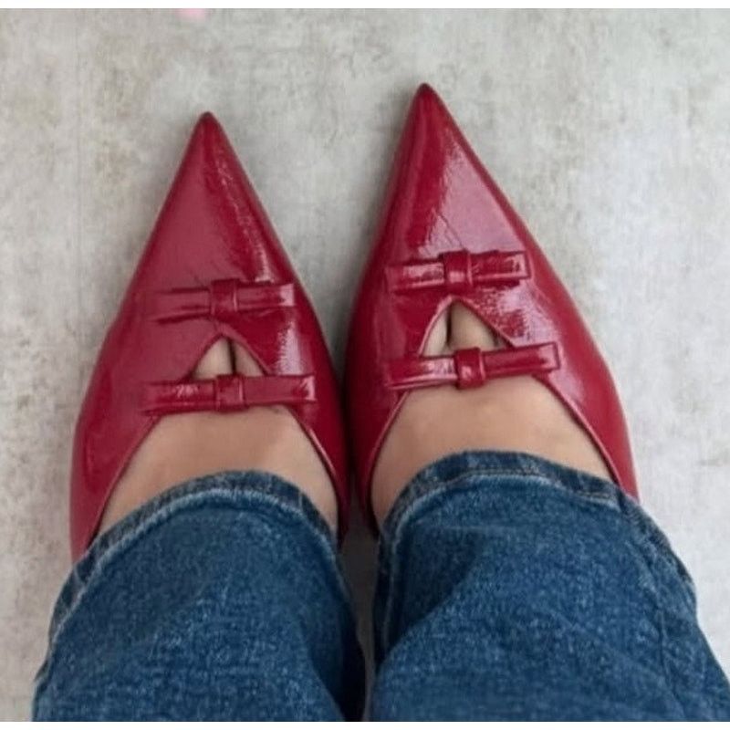 Zara Zara Red Bow Slingback Heels Pointed Toe NWT Size US 9 / IT 39 - 13 Thumbnail