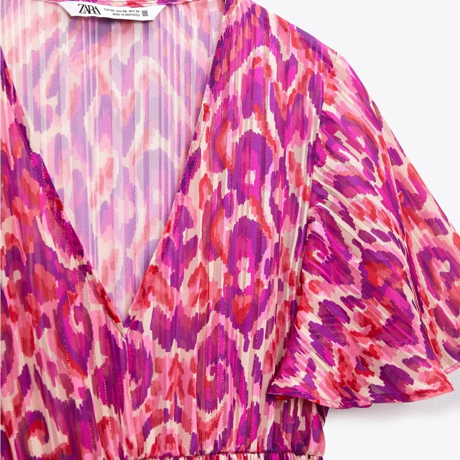 Zara ZARA METALLIC THREAD PRINTED DRESS MULTICOLORED Size XS / US 0-2 / IT 36-38 - 6 Thumbnail