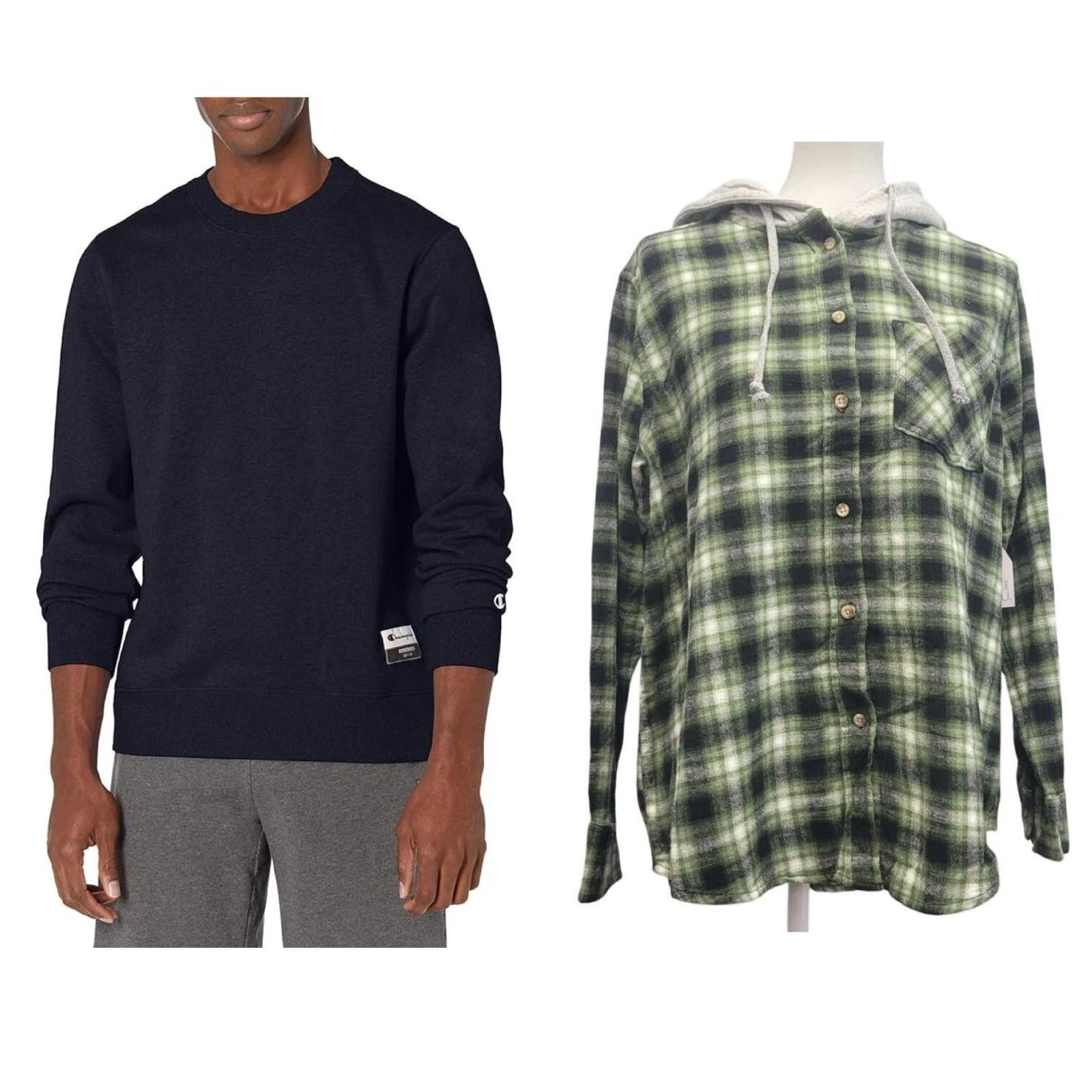 Champion New Champion Unisex Small Sweatshirt w Bonus Flannel Hoodie Size S / US 4 / IT 40 - 1 Thumbnail