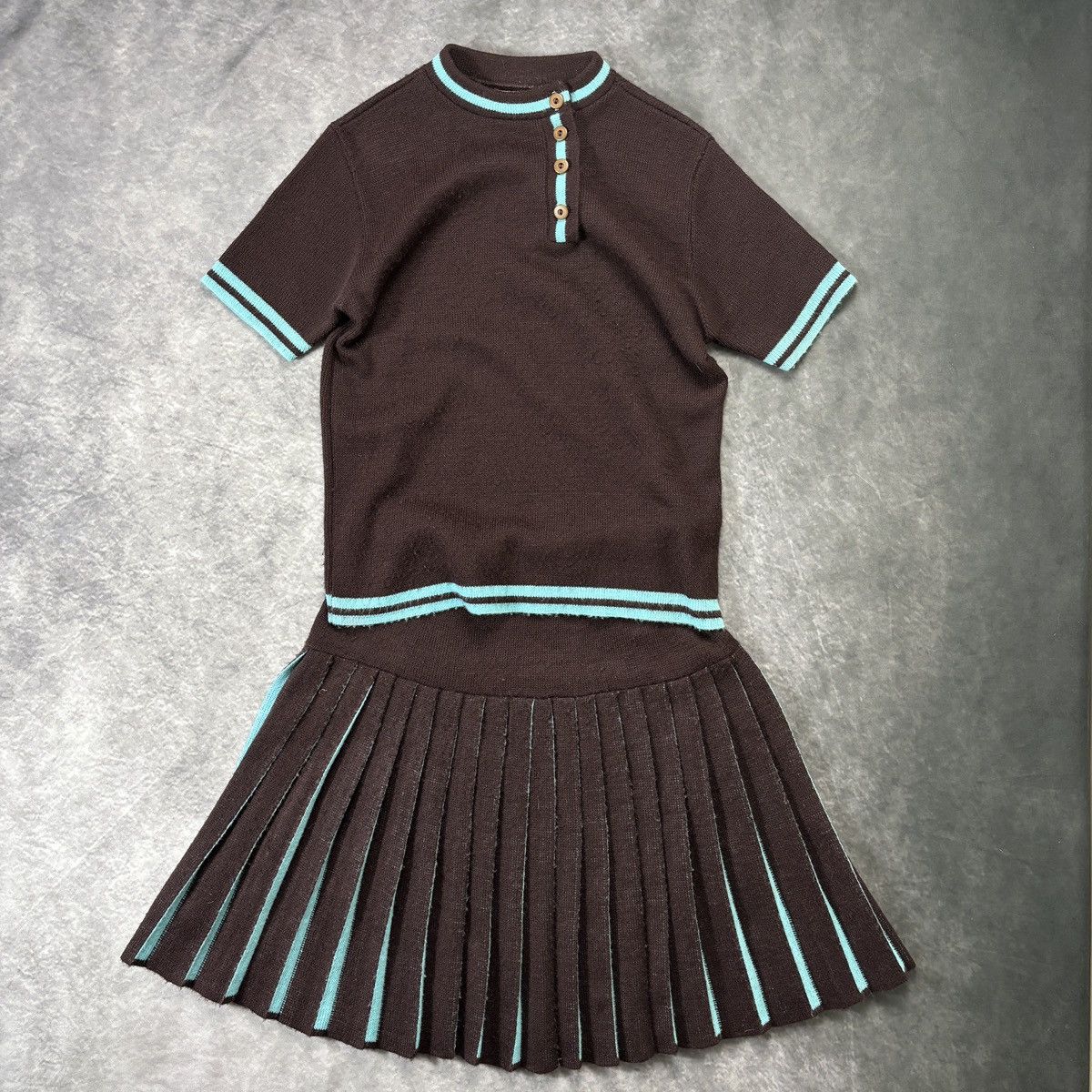 Vintage 1970s Vintage Skirt & Top Two Piece Suit Matching Set Cheer Size 28" / US 6 / IT 42 - 13 Thumbnail