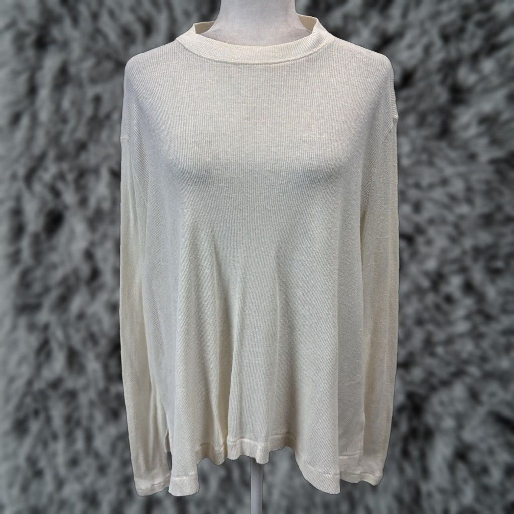 Vintage We The Free Ribbed Tunic Top Shirt Medium Women's Ivory Long Sleeve Pullover Casual Size M / US 6-8 / IT 42-44 - 1 Thumbnail
